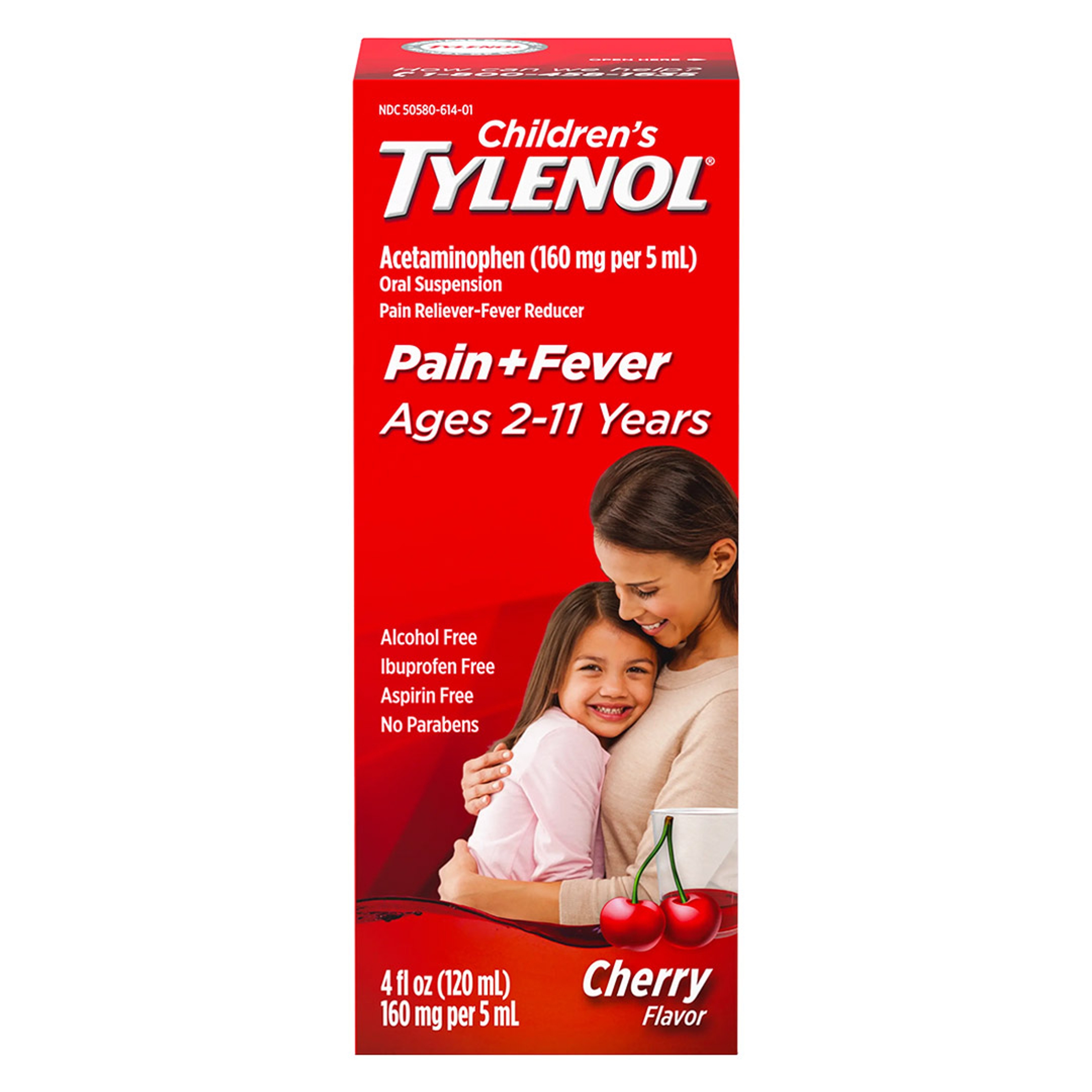 Children's Tylenol Liquid Oral Suspension Medicine, Acetaminophen Pain Reliever & Fever Reducer, Aspirin-, Ibuprofen- & Alcohol-Free, Cherry, 4 Fl. Oz 1
