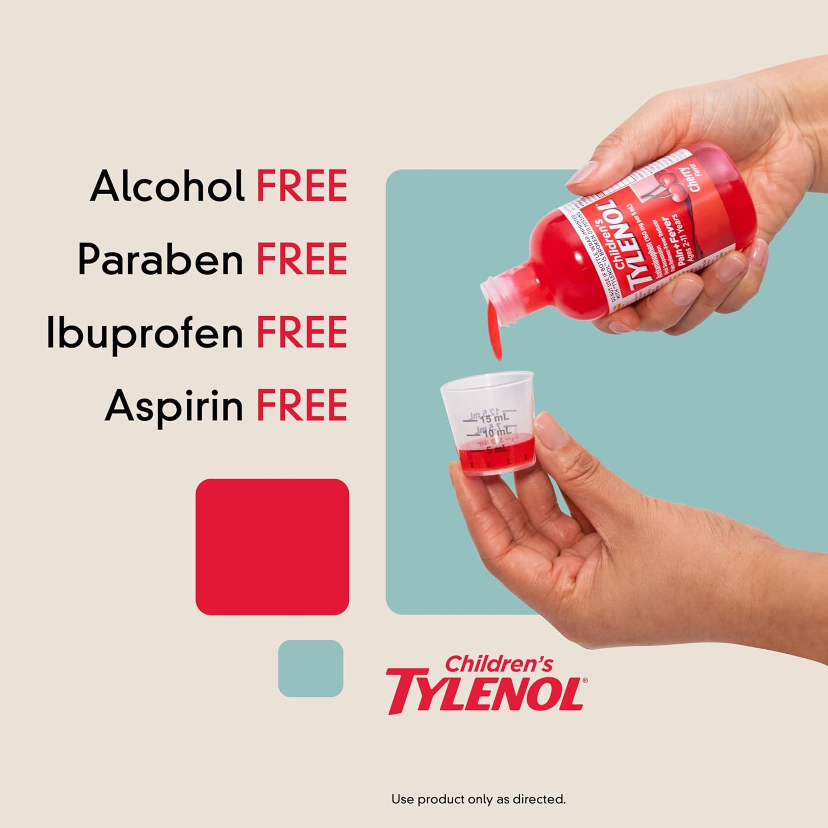 Children's Tylenol Liquid Oral Suspension Medicine, Acetaminophen Pain Reliever & Fever Reducer, Aspirin-, Ibuprofen- & Alcohol-Free, Cherry, 4 Fl. Oz 4