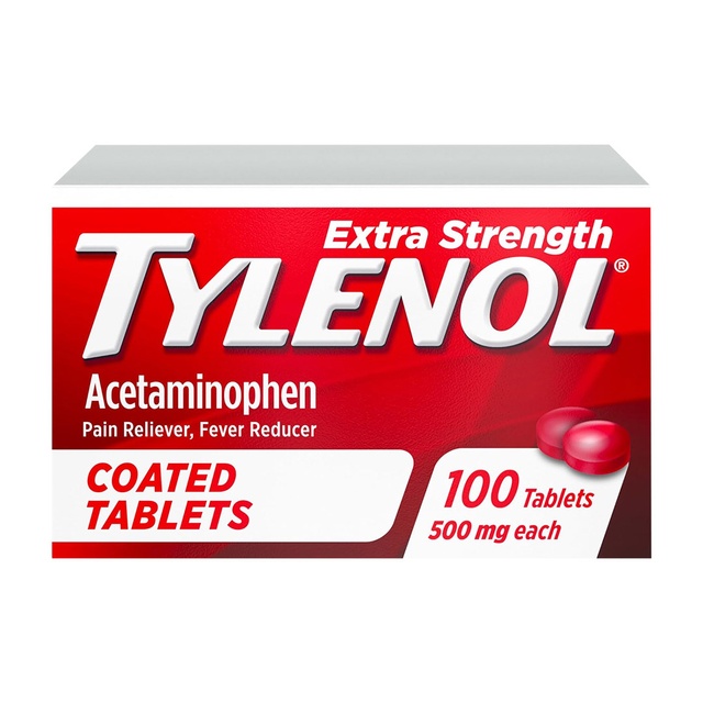 Tylenol Extra Strength Pain Reliever & Fever Reducer, Round Coated Tablets, 500 mg Acetaminophen Pain Relief Pills for Headache, Toothache & Minor Arthritis Pain, 100 ct