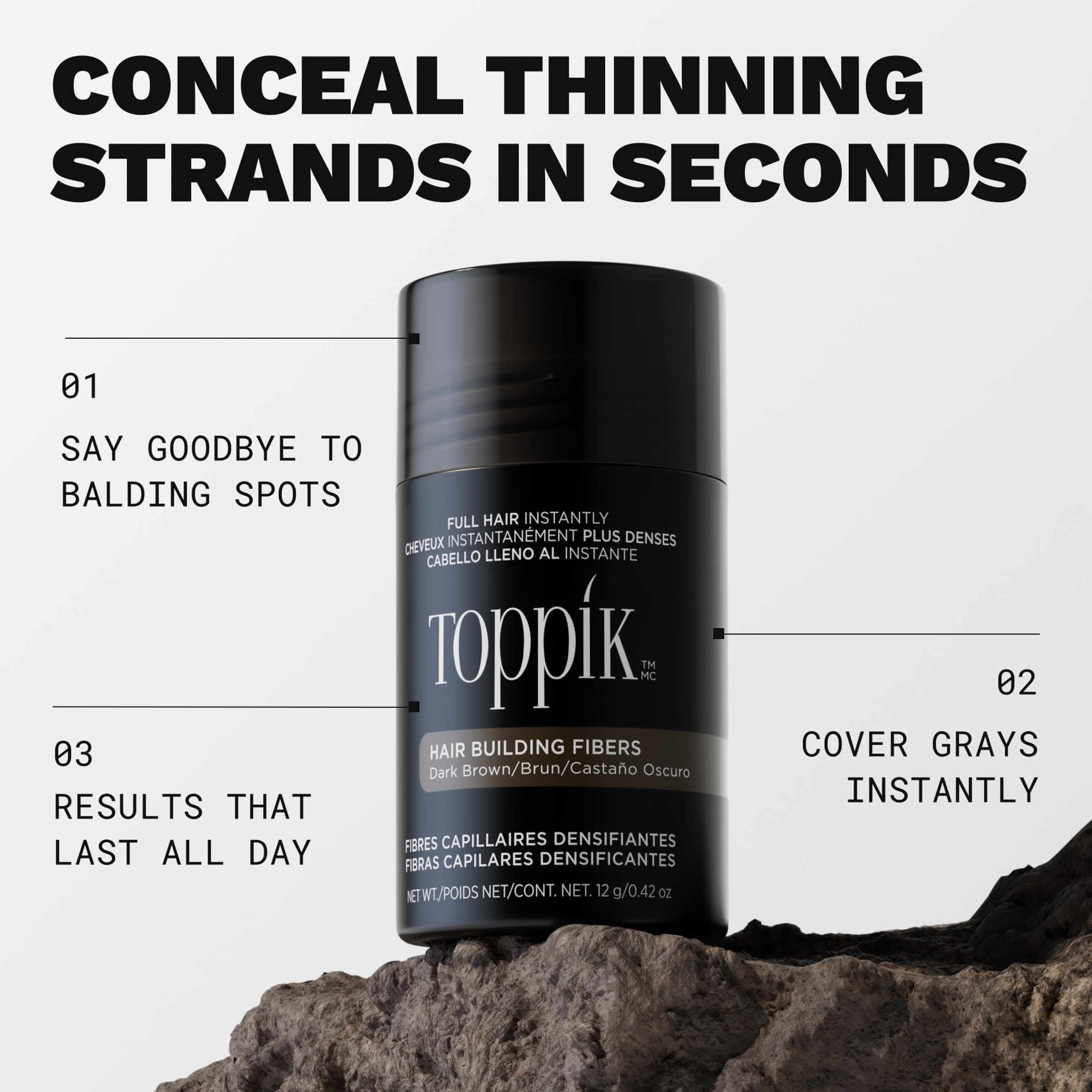 Toppik Hair Building Fibers, Medium Brown, 0.42 oz - Instantly Fills In Thinning Areas, Conceals Hair Loss 2