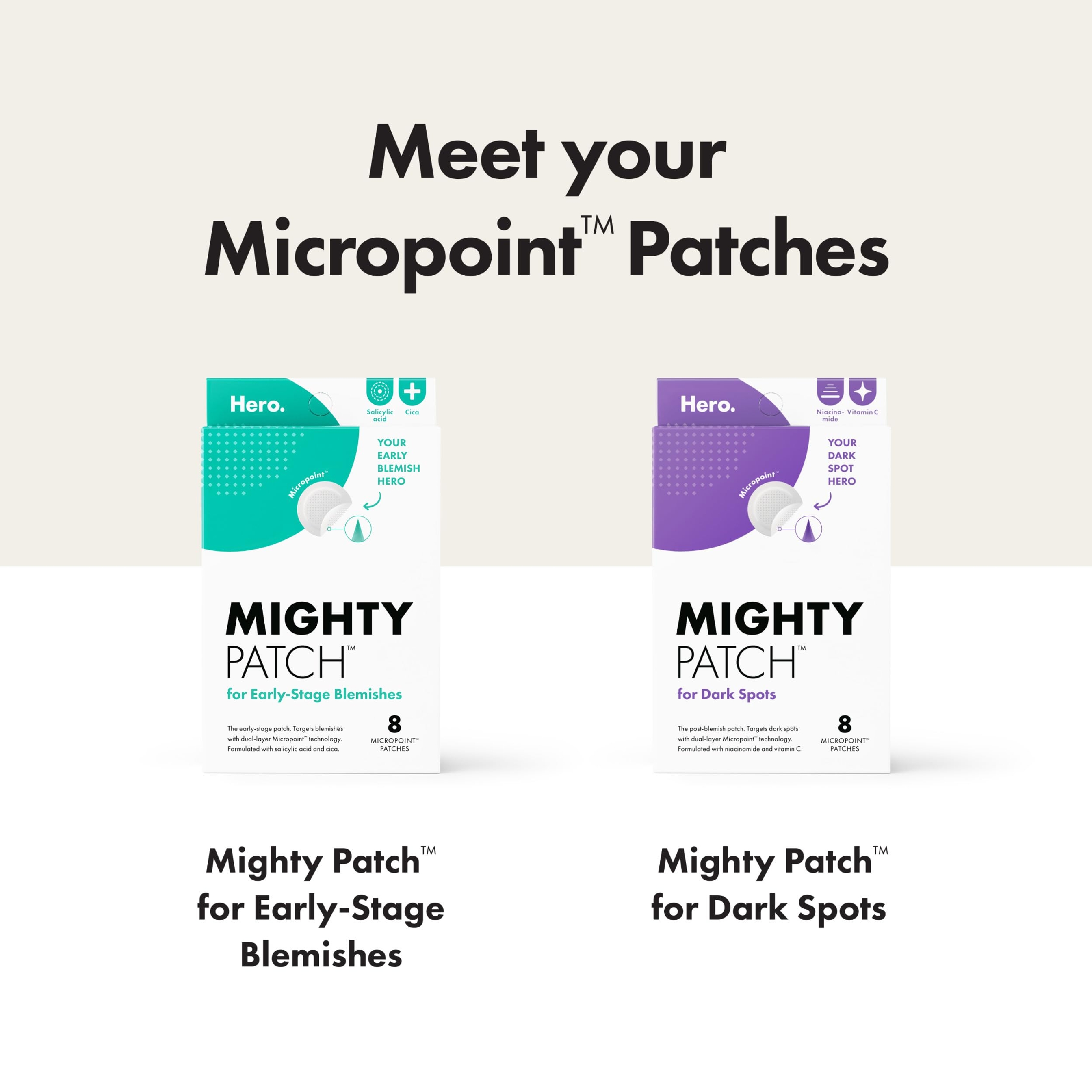 Mighty Patch Hero Cosmetics for Dark Spots 8 Count - Micropoints Post-Blemish Patch with Vitamin C & Niacinamide 5