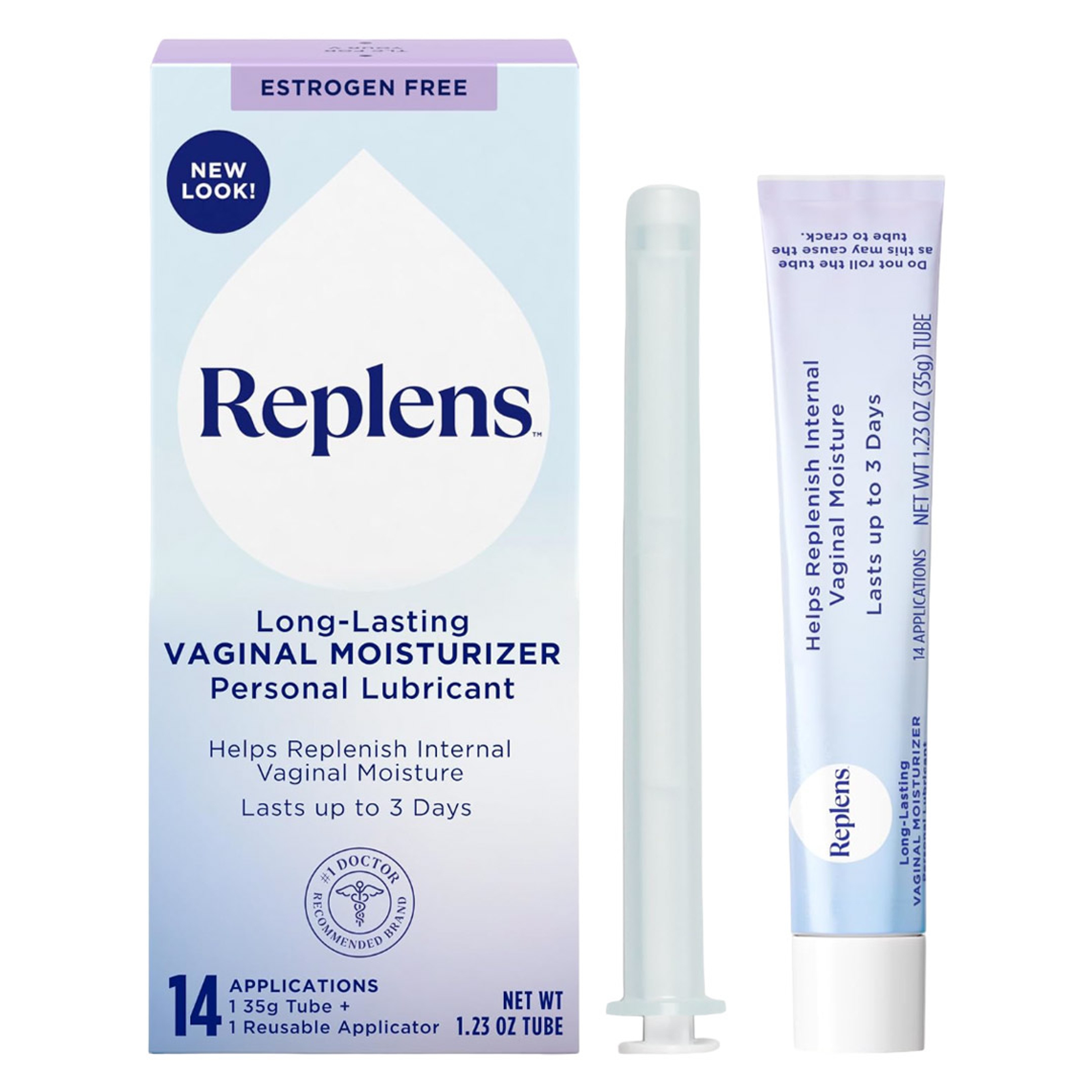 Replens Long-Lasting Feminine Moisturizer 1.23 oz with Reusable Applicator - Relieves Vaginal Dryness for Up to 3 Days 1