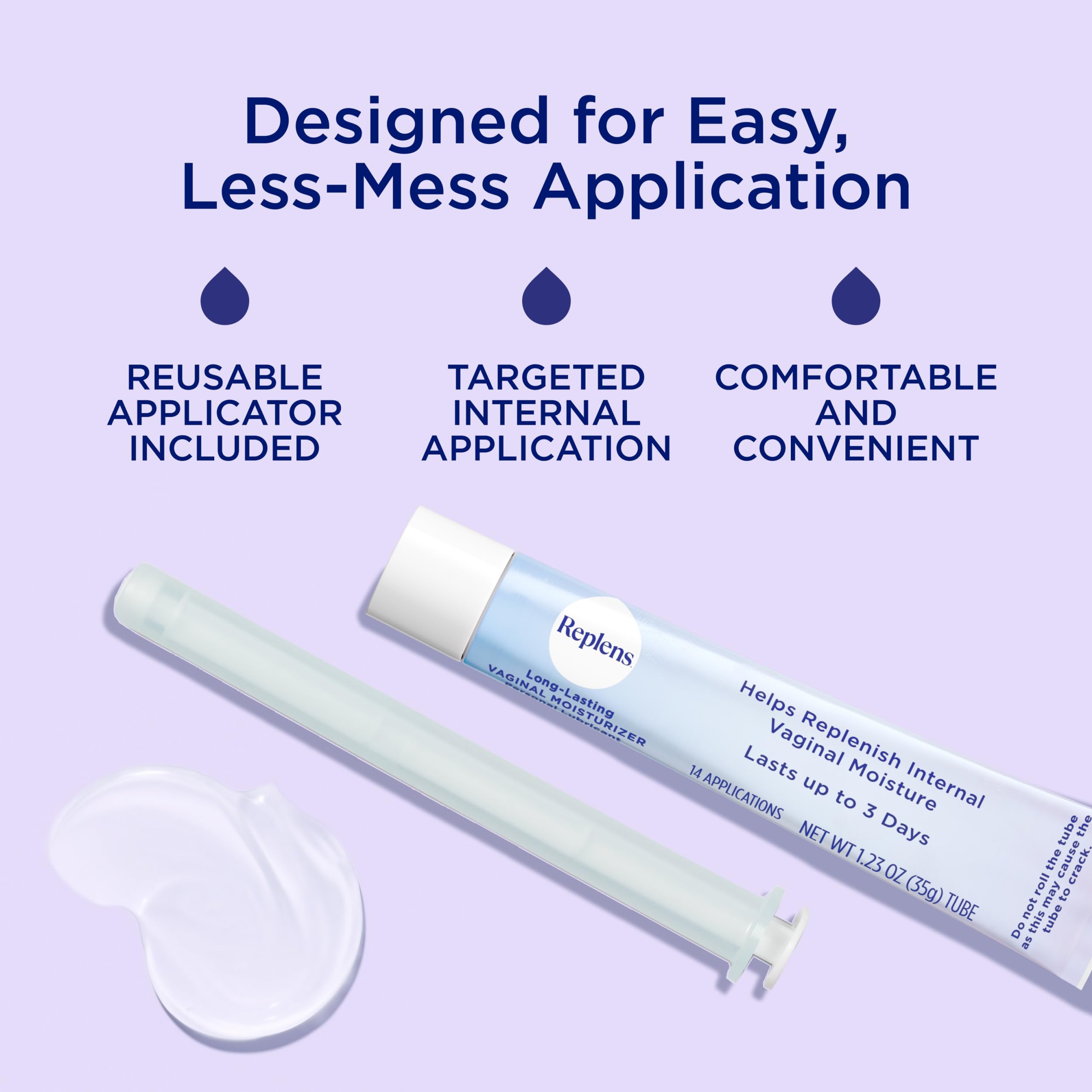 Replens Long-Lasting Feminine Moisturizer 1.23 oz with Reusable Applicator - Relieves Vaginal Dryness for Up to 3 Days 7