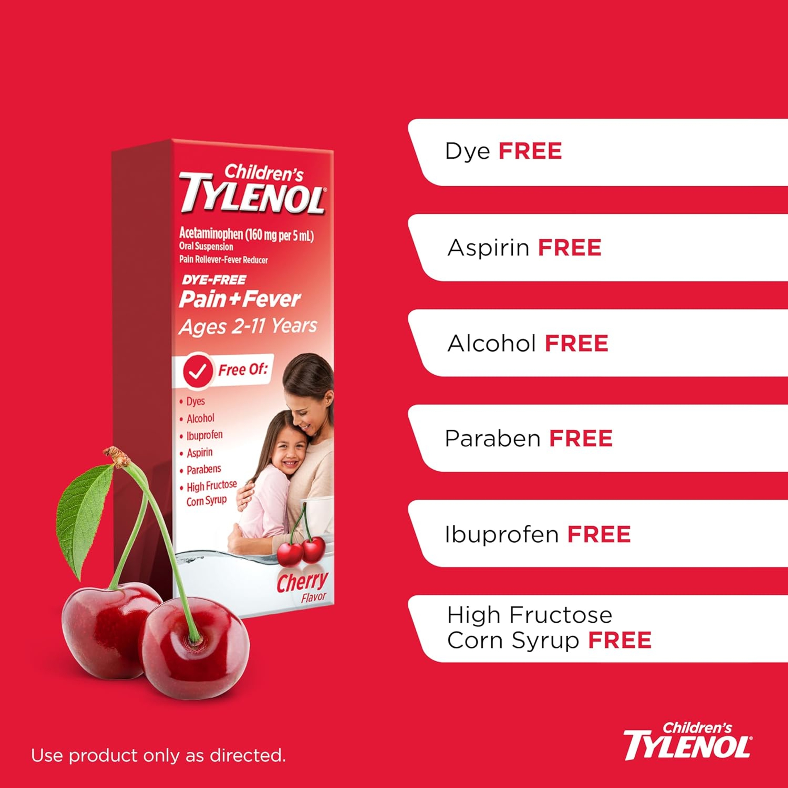 Children’s Liquid Tylenol, Dye-Free, Acetaminophen Oral Suspension, Alcohol-, Paraben-, and Ibuprofen-Free, Pain Relief and Fever Reducer, Measuring Cup for Dosing, Cherry Flavor, 8 Fluid Ounces 4