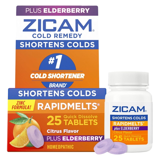 Zicam Cold Remedy RapidMelts, Elderberry Citrus, 25 Count - Shortens Cold Duration, Helps Relieve Stuffy Nose