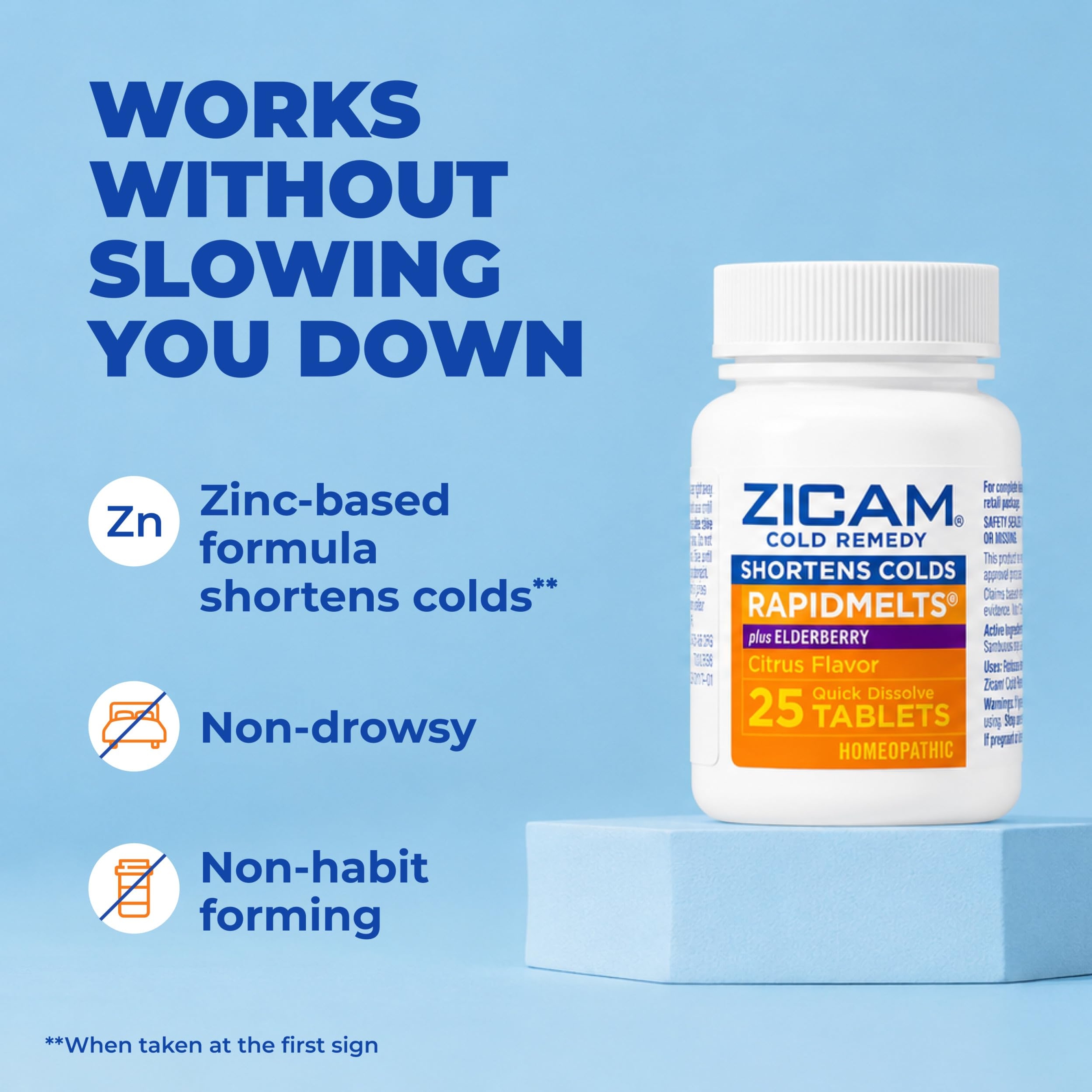 Zicam Cold Remedy RapidMelts, Elderberry Citrus, 25 Count - Shortens Cold Duration, Helps Relieve Stuffy Nose 6