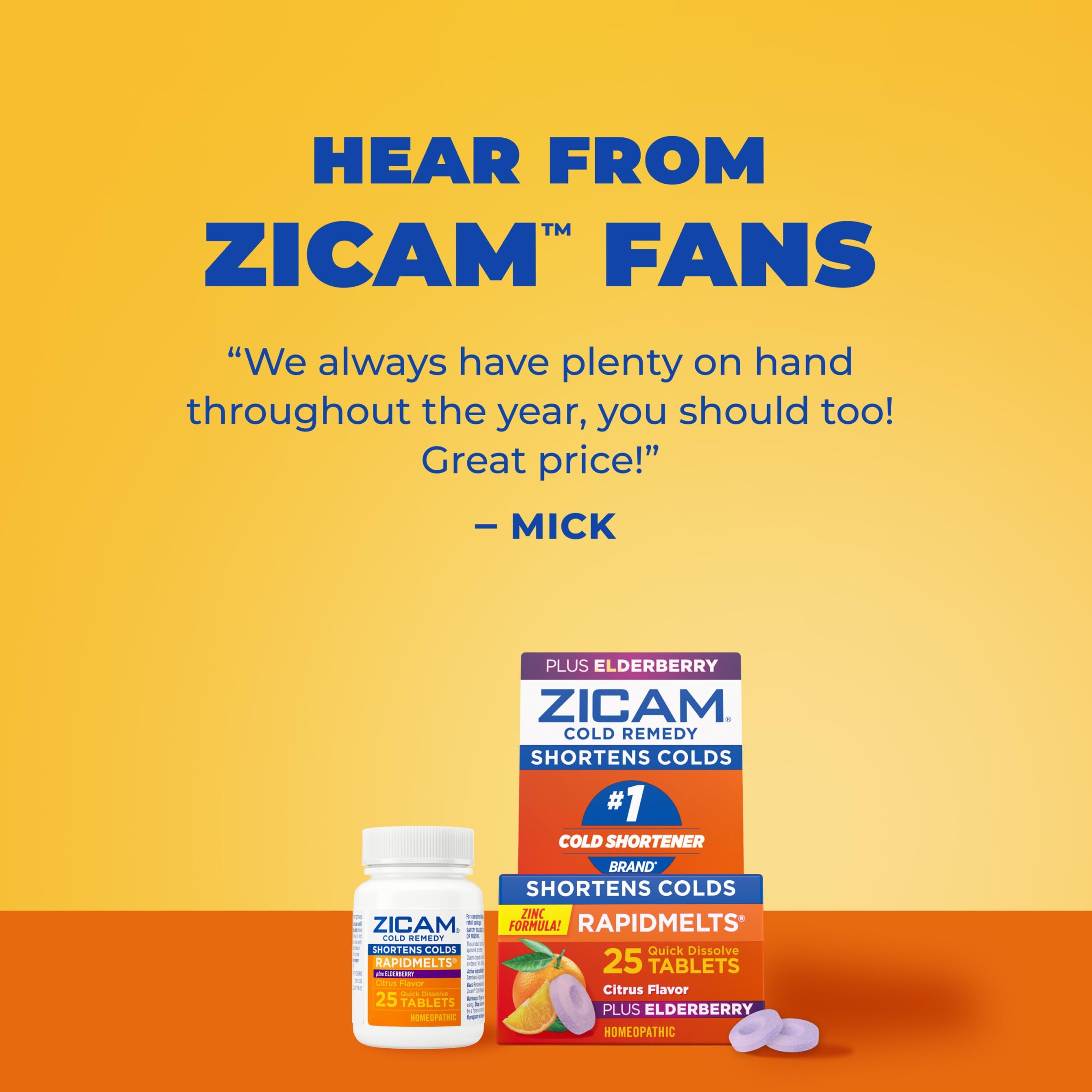 Zicam Cold Remedy RapidMelts, Elderberry Citrus, 25 Count - Shortens Cold Duration, Helps Relieve Stuffy Nose 8