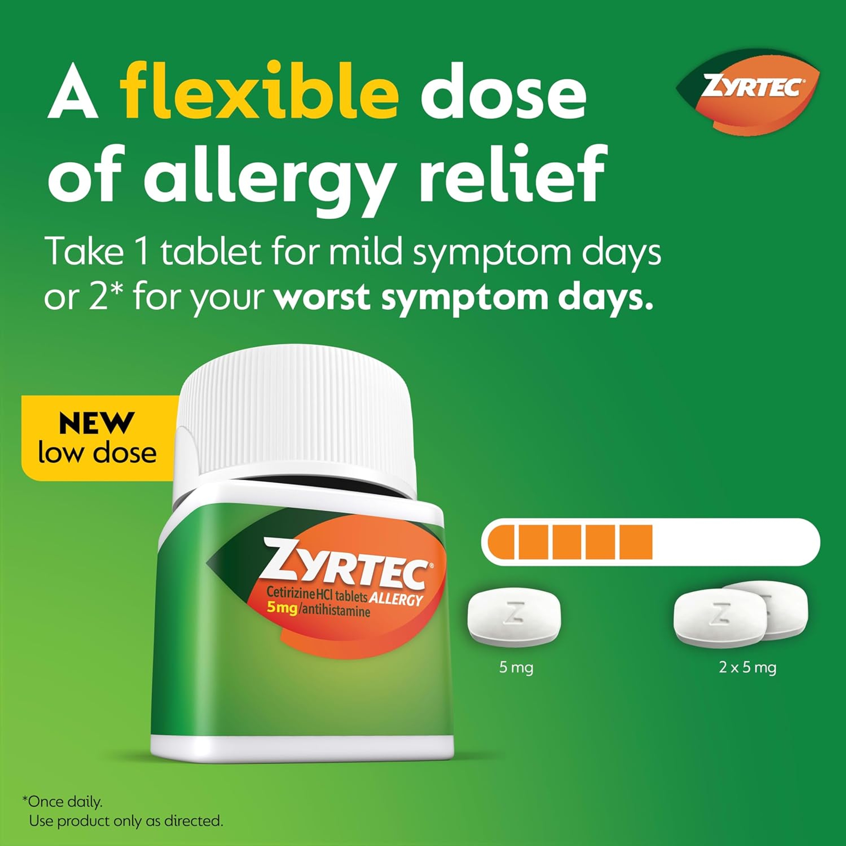 Zyrtec 24 Hour Allergy Relief Tablets, Indoor & Outdoor Allergy Medicine for Adults with 5 mg Cetirizine Hydrochloride, Relief of Runny Nose, Sneezing, Itchy Eyes, Plus Dust, Mold & Pet Dander, 35 ct 3
