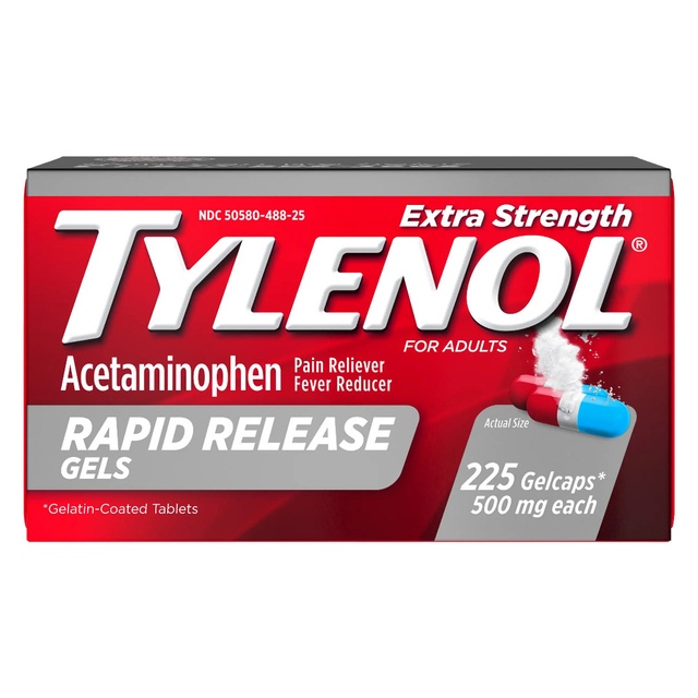 Tylenol Extra Strength Rapid Release Gels 225 Count - 500mg Acetaminophen, Pain Reliever & Fever Reducer