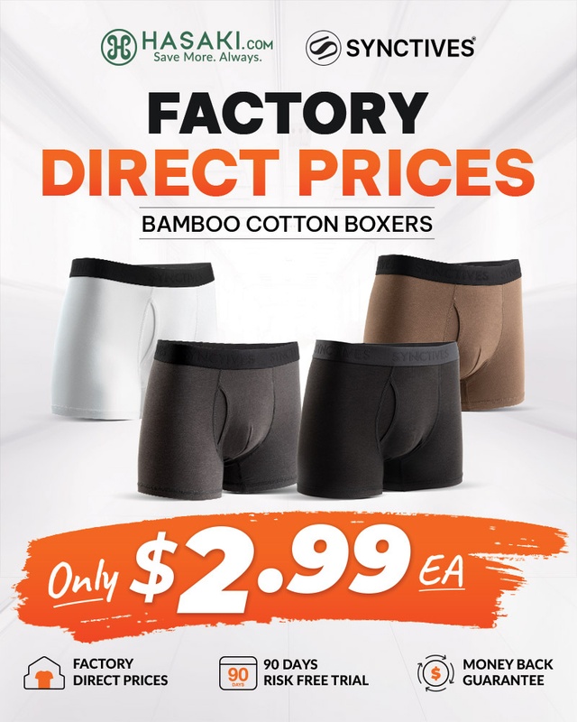 [Bamboo Cotton] Synctives Men’s Trunk Fit Underwear