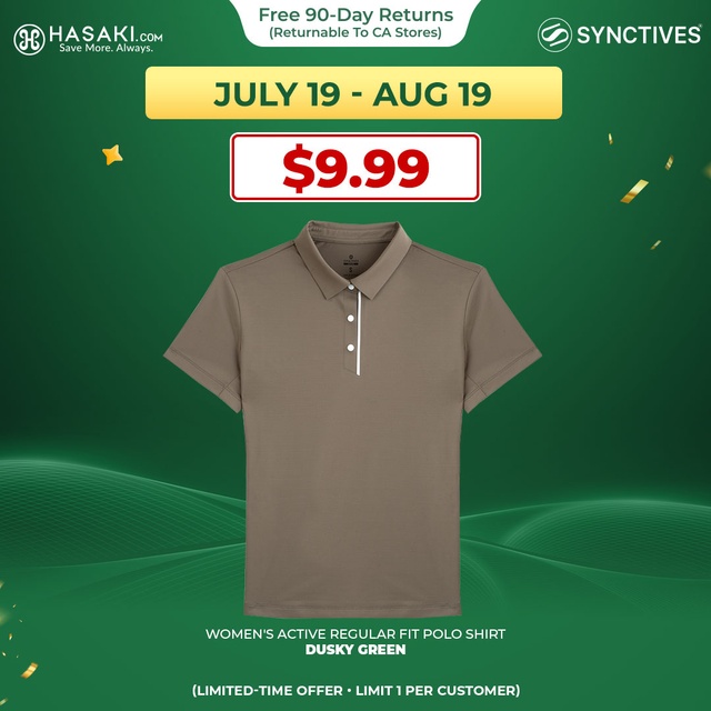 Synctives Women's Active Regular Fit Polo Shirt, Dusky Green, S - SWPO0006