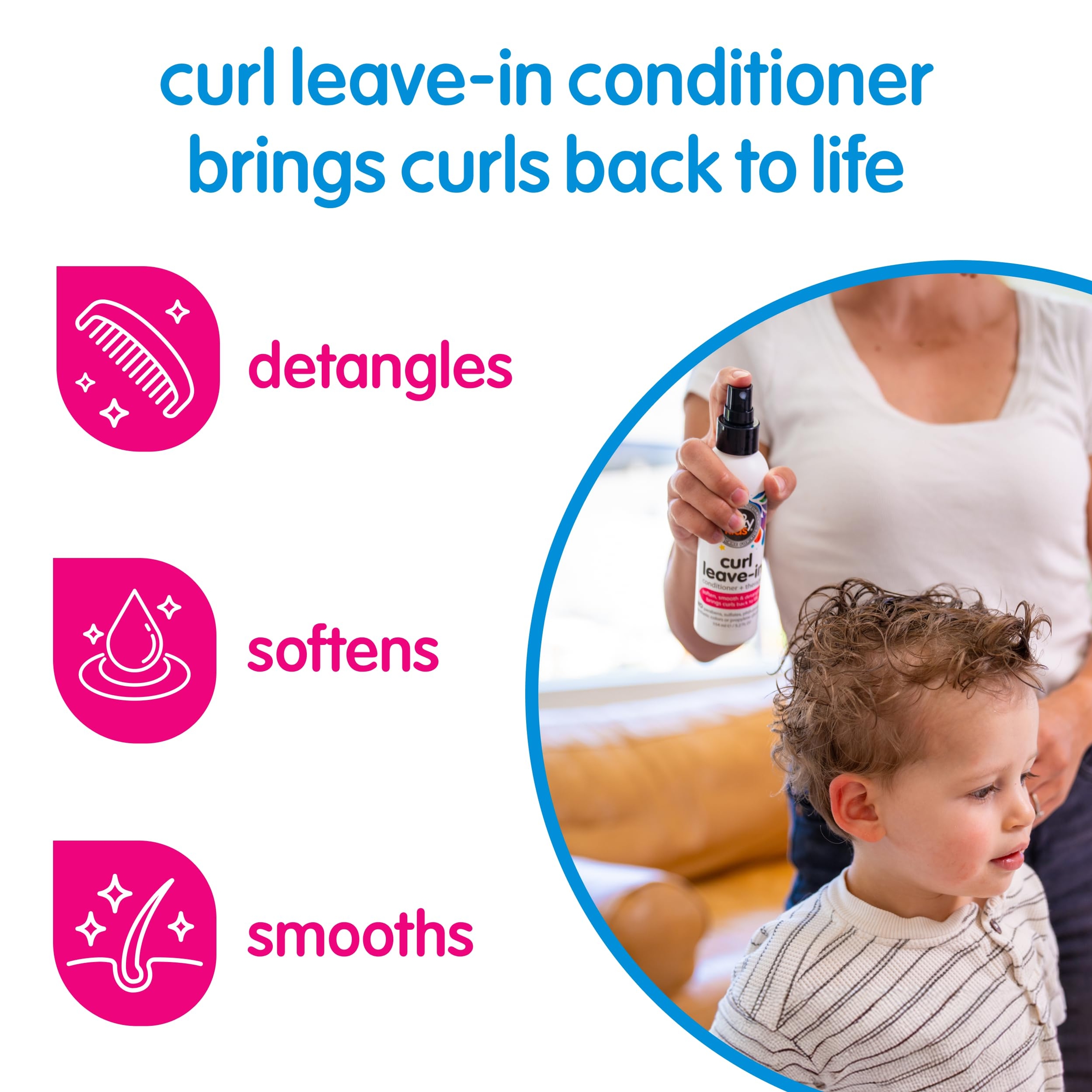 SoCozy Curl Leave In Conditioner Spray 8 fl.oz - Detangler for Kids' Curly Hair, Paraben-Free 3
