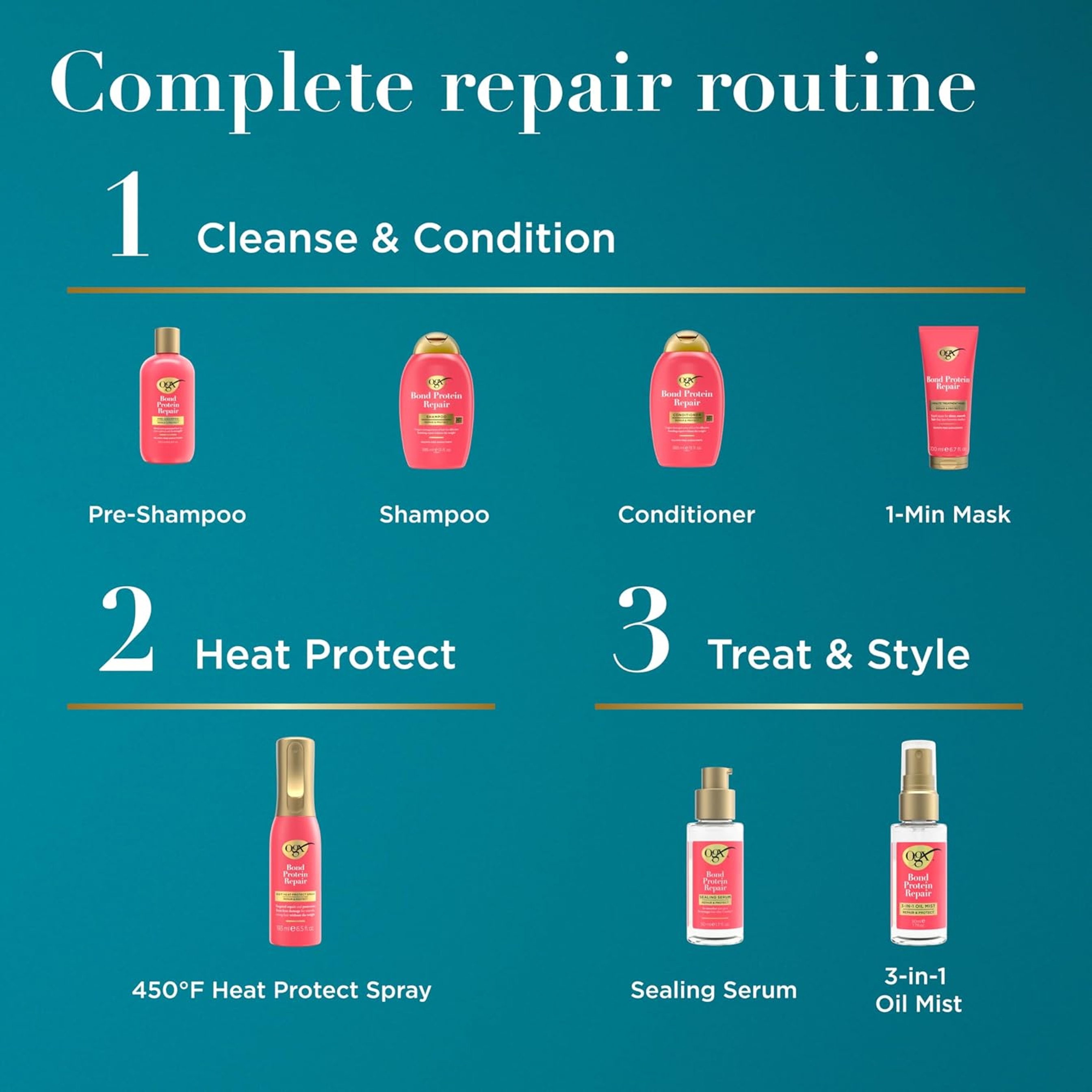 OGX Bond Protein Repair Conditioner 13 fl.oz - Repair & Protect, Lightweight Formula Targets Damaged Hair Areas 6