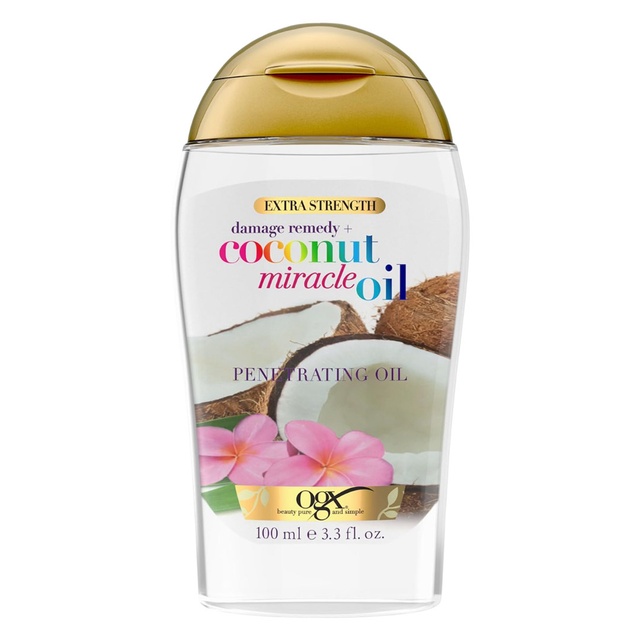 OGX Coconut Miracle Oil Penetrating Oil 3.3 fl.oz - Penetrating Hair Oil, Extra Hydrating Anti-Frizz for Coarse, Dry Hair