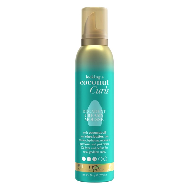 OGX Coconut Curls Decadent Creamy Mousse 7.9 oz - Lightweight Hydrating Mousse for Thick, Curly Hair