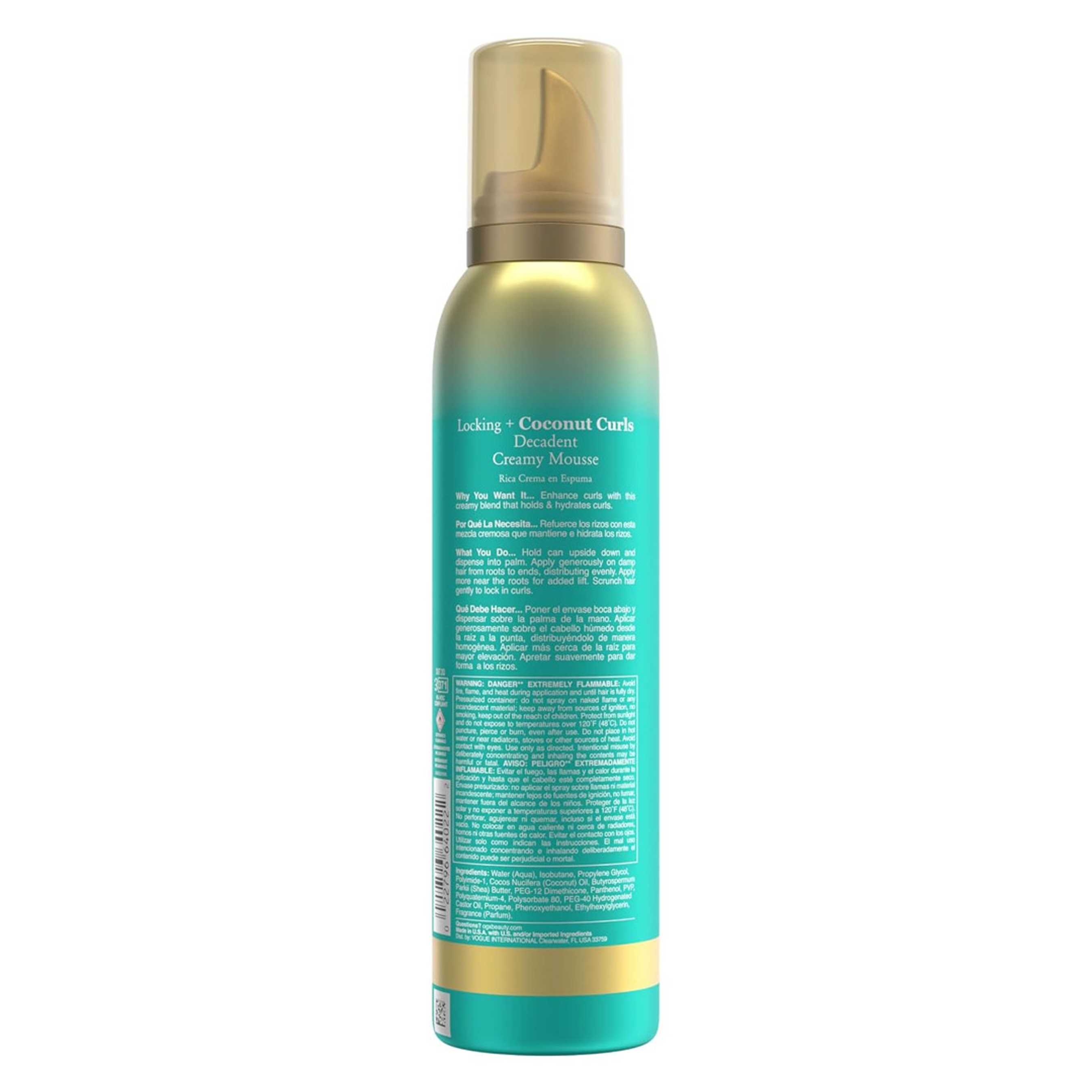 OGX Coconut Curls Decadent Creamy Mousse 7.9 oz - Lightweight Hydrating Mousse for Thick, Curly Hair 7