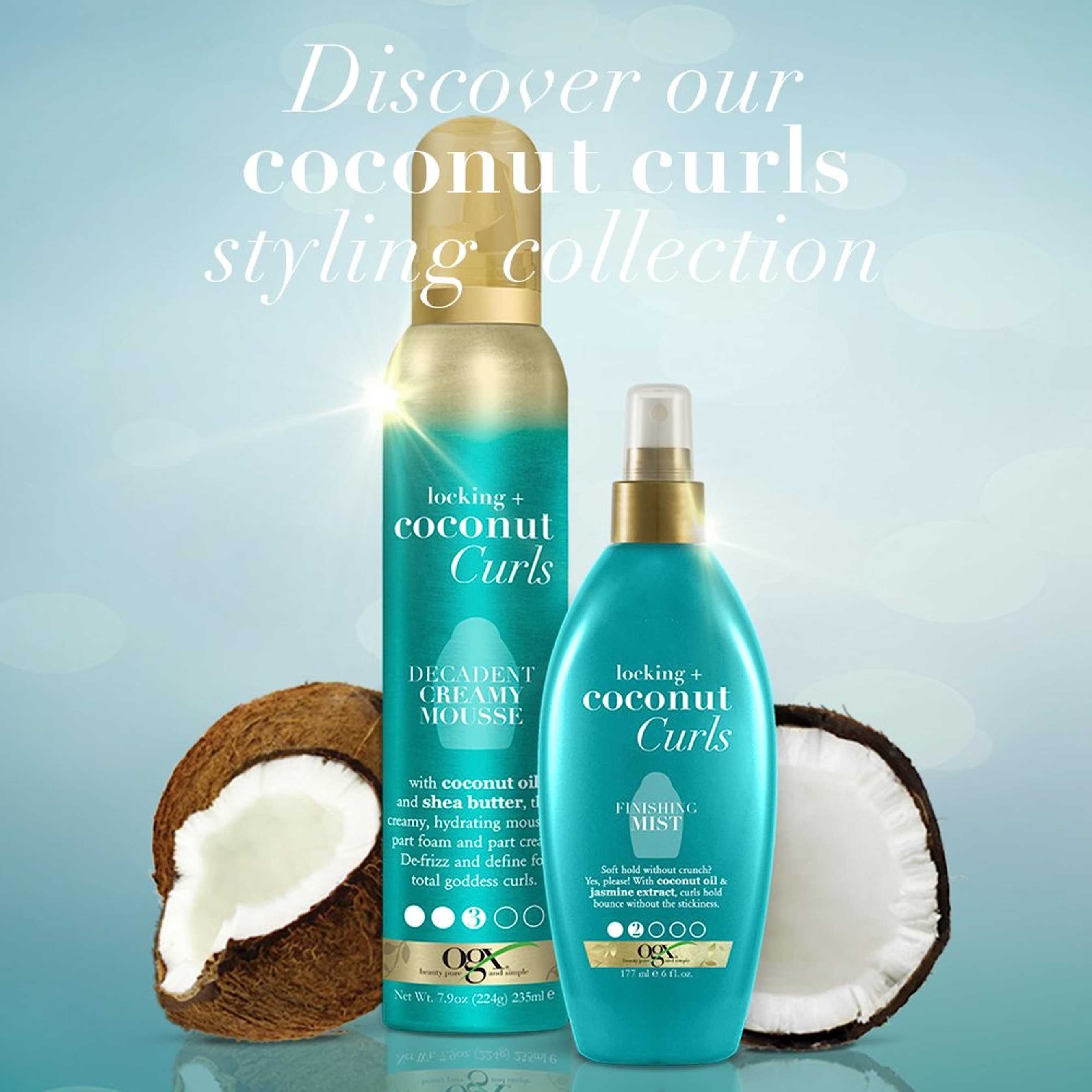 OGX Coconut Curls Decadent Creamy Mousse 7.9 oz - Lightweight Hydrating Mousse for Thick, Curly Hair 6