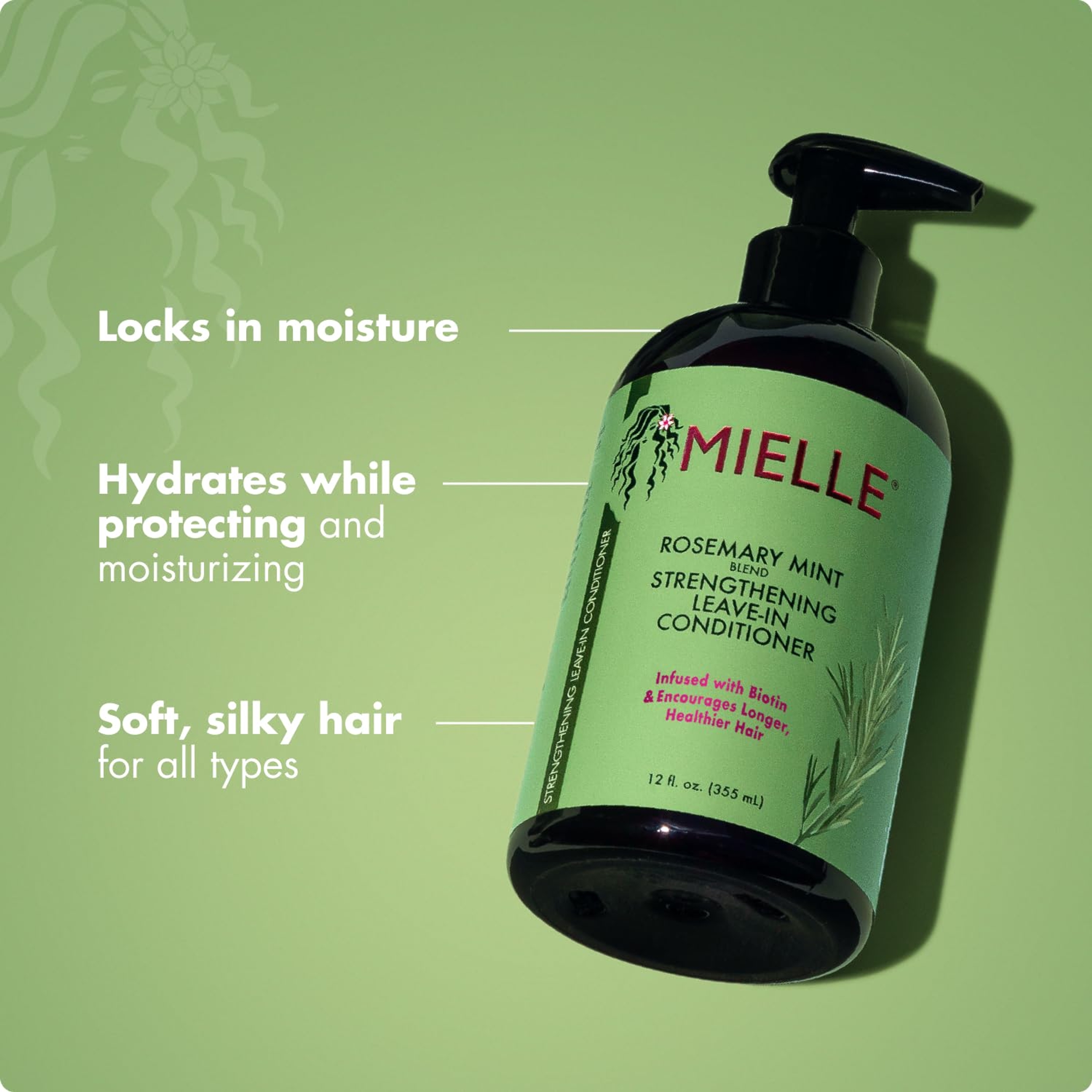 Mielle Rosemary Mint Strengthening Leave-In Conditioner 12 fl.oz - Hydrating Hair Moisturizer with Biotin for Curly Hair 4
