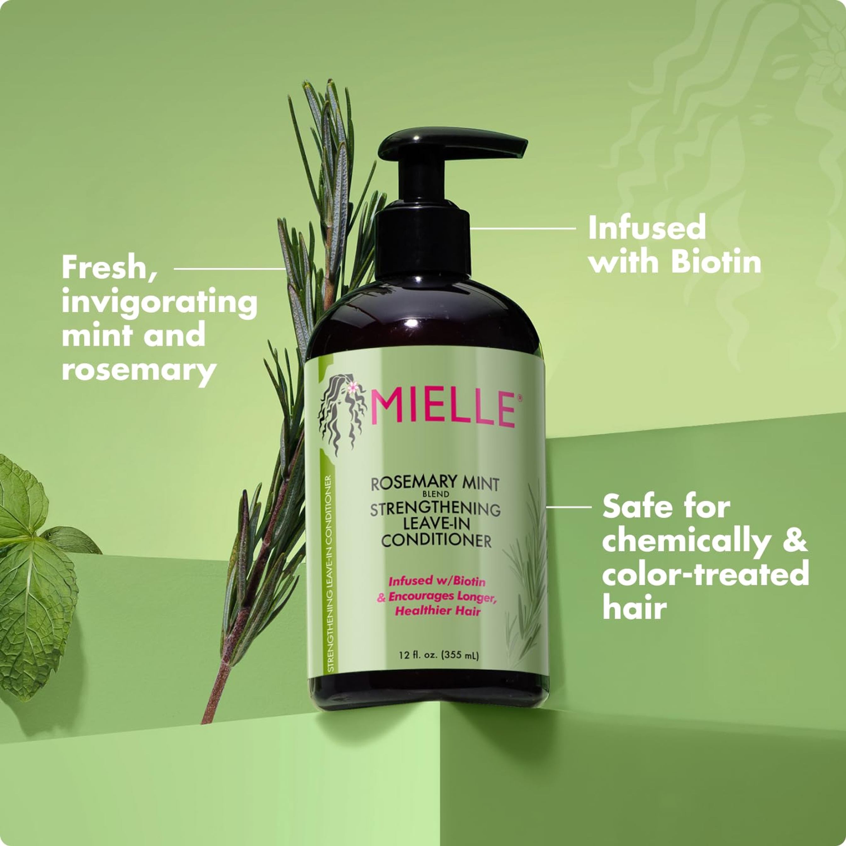 Mielle Rosemary Mint Strengthening Leave-In Conditioner 12 fl.oz - Hydrating Hair Moisturizer with Biotin for Curly Hair 5