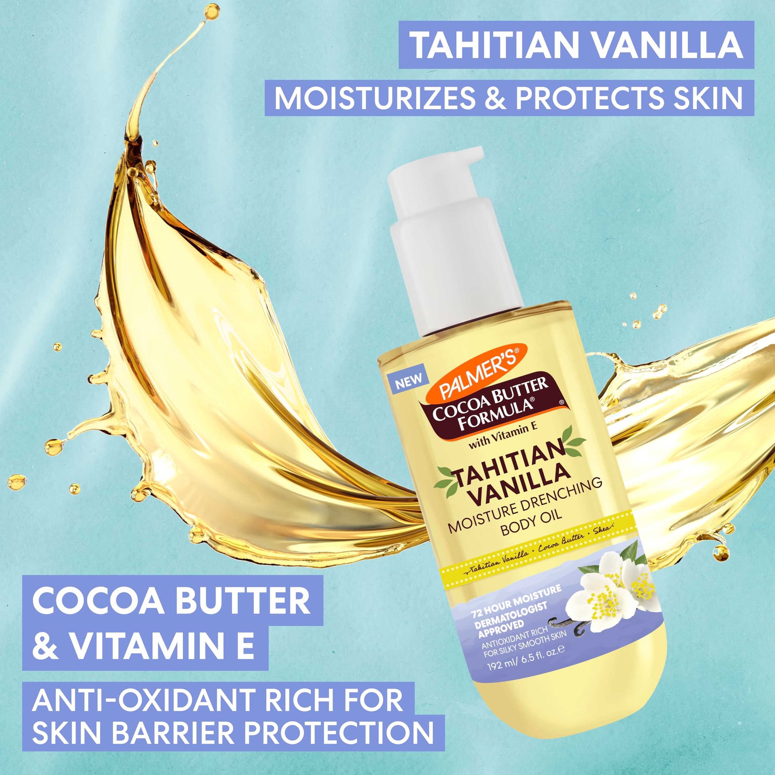 Palmer's Tahitian Vanilla Moisture Drenching Body Oil 6.5 fl.oz - 72H Hydration, Protects & Softens Dry Skin 5