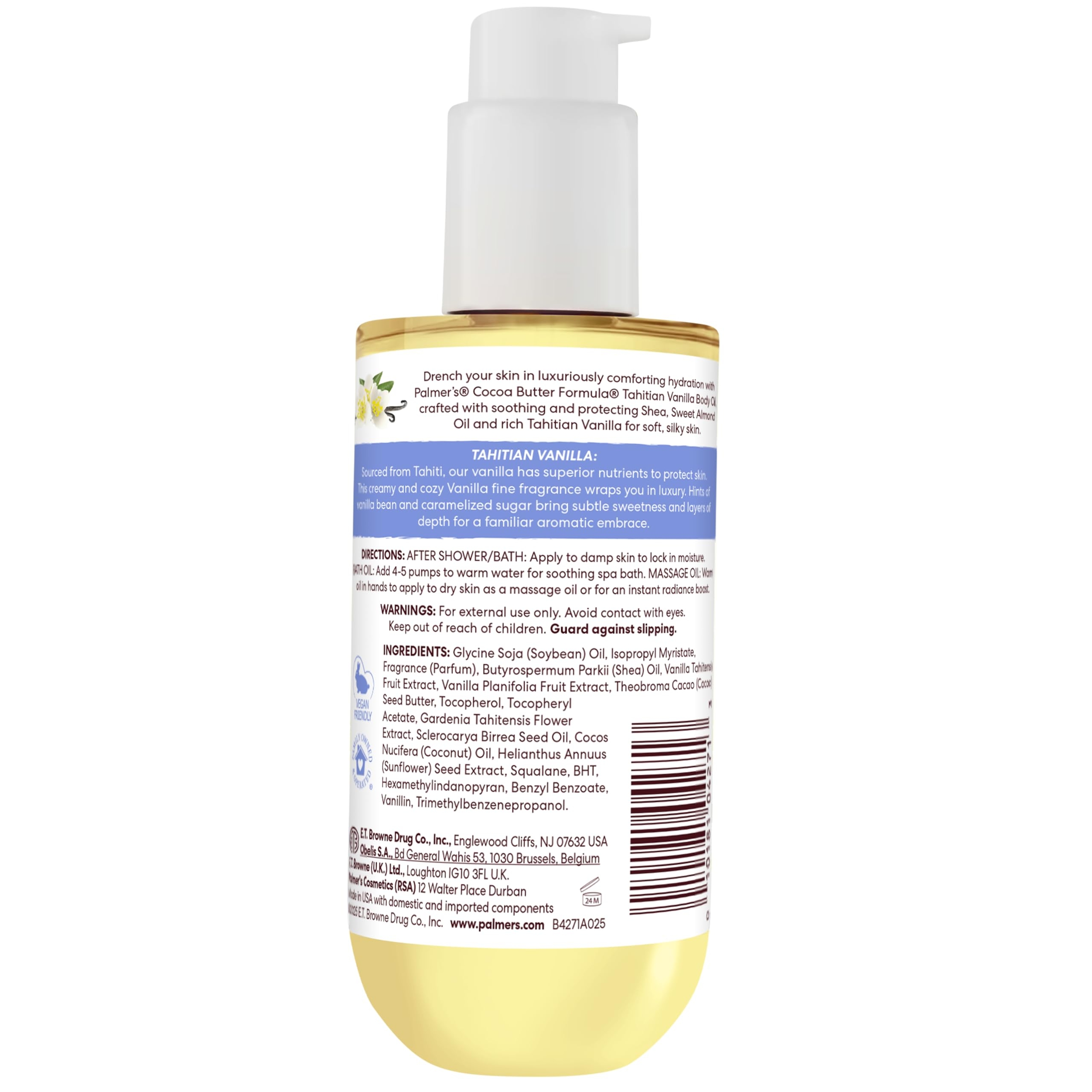Palmer's Tahitian Vanilla Moisture Drenching Body Oil 6.5 fl.oz - 72H Hydration, Protects & Softens Dry Skin 10