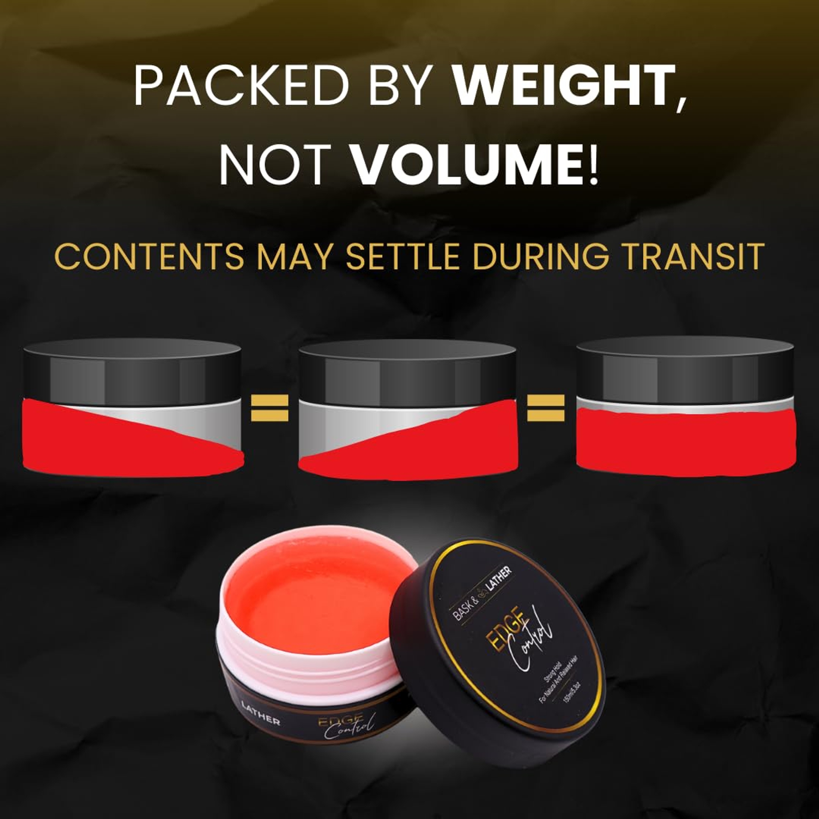 Bask & Lather Strong Hold Edge Control Gel 5.3 oz - Long-Lasting, Non-Flaking, No White Cast for All Hair Types 6