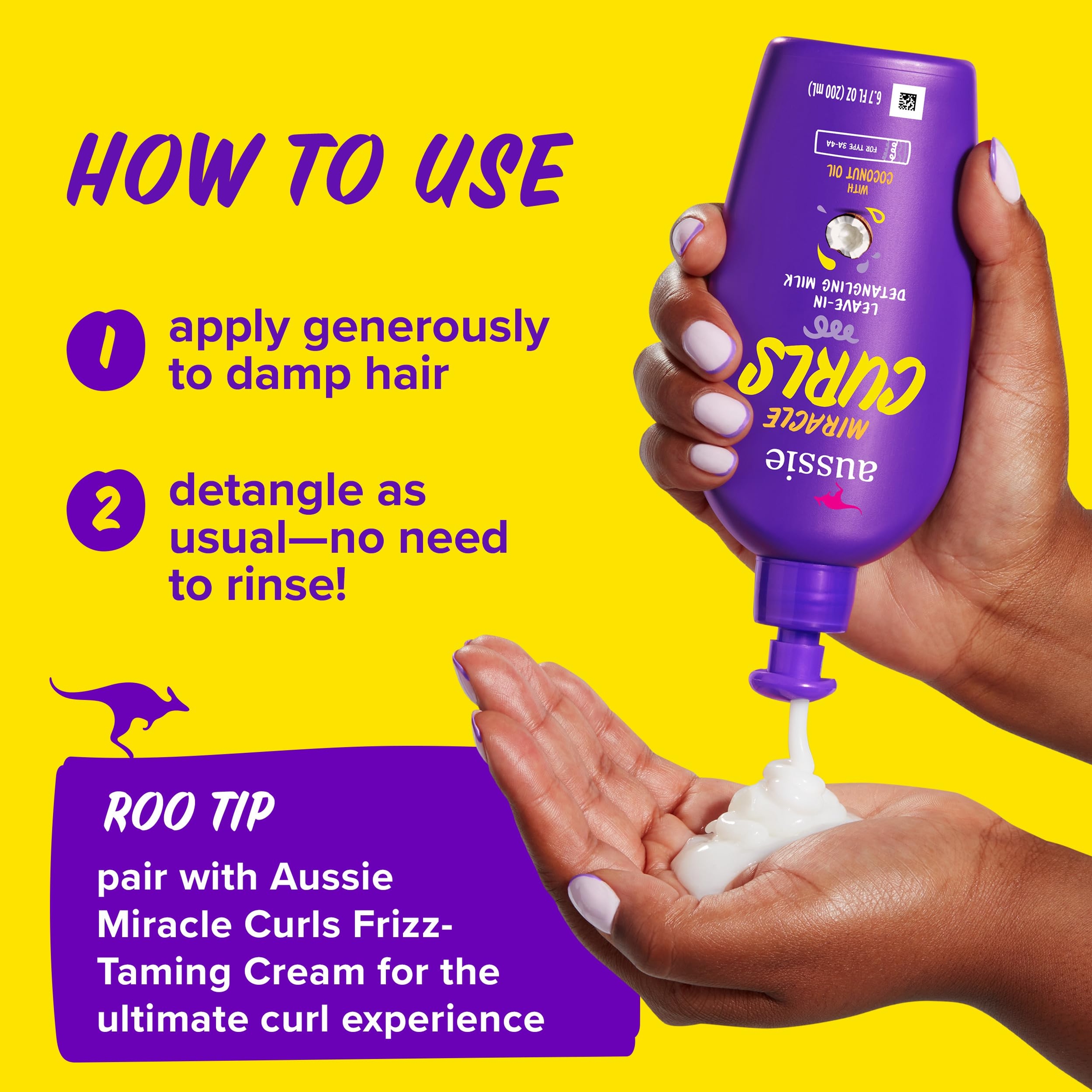 Aussie Miracle Curls Leave-in Detangling Milk 6.7 fl.oz - Paraben-Free Detangling Milk Treatment  with Coconut Oil 5