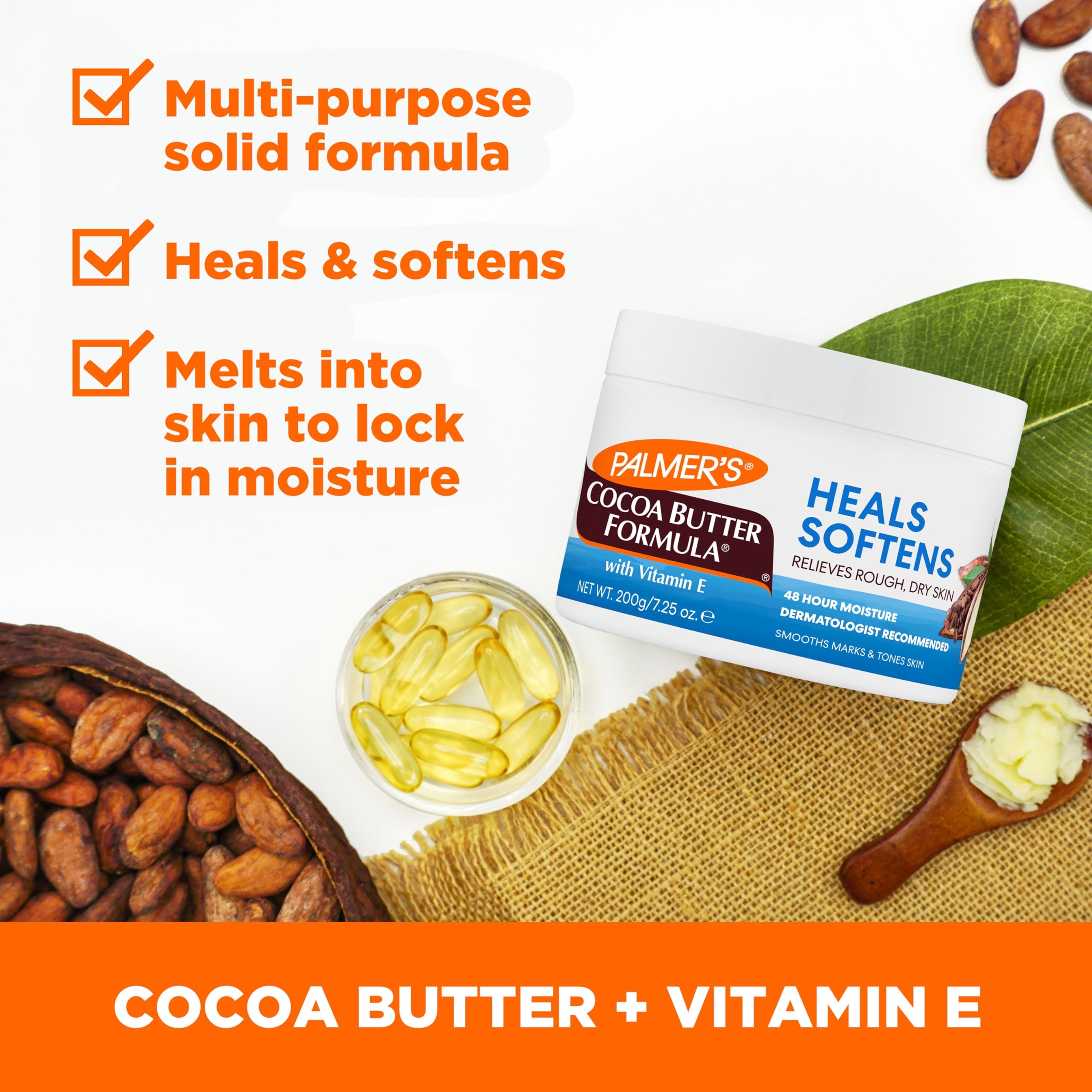 Palmer's Cocoa Butter Heals & Softens Solid Body Lotion 7.25 oz - Body Moisturizer with Vitamin E for Dry Skin 2