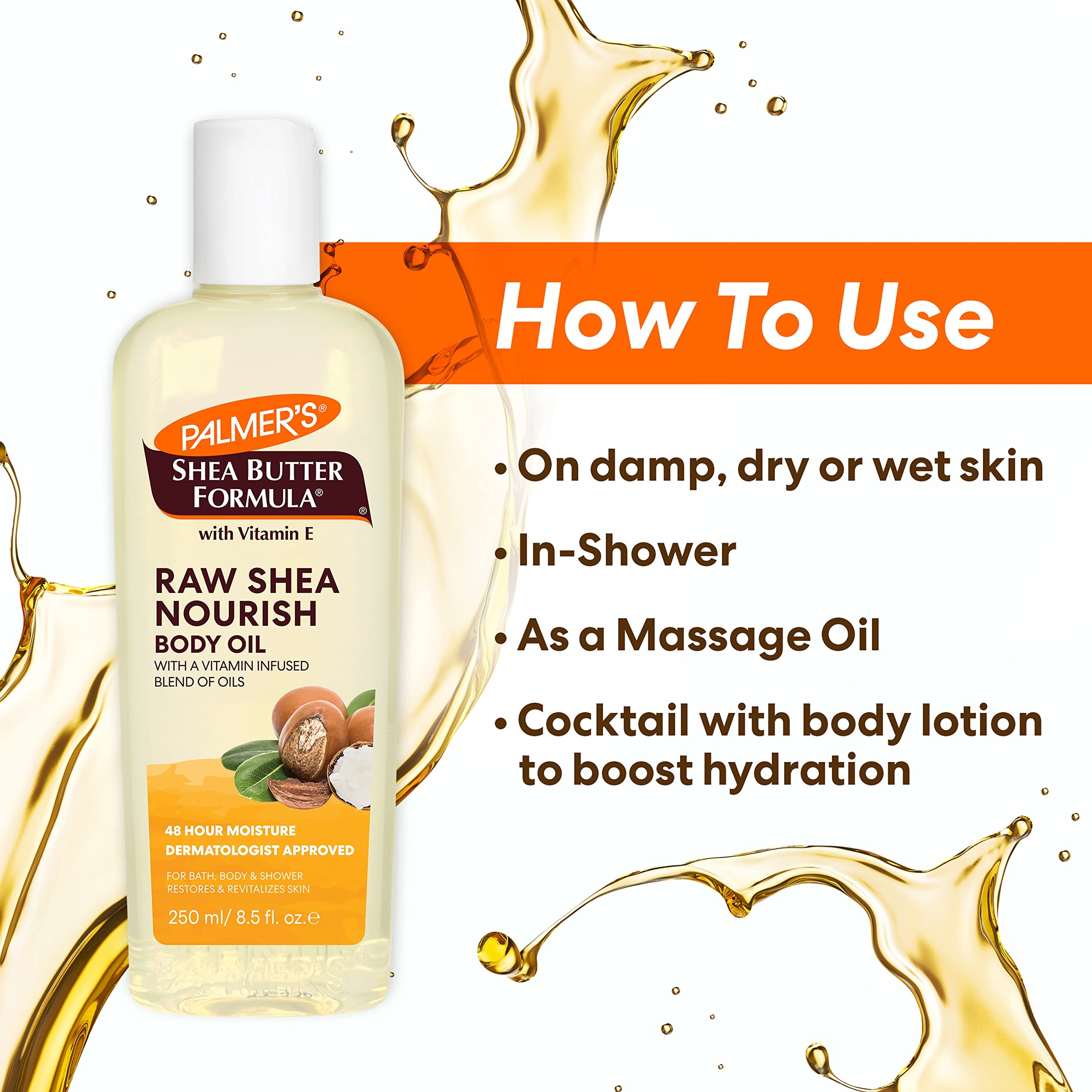 Palmer's Raw Shea Nourish Body Oil 8.5 fl.oz - Deep Body Moisturizer to Soothe & Nourish Dry, Sensitive Skin 7