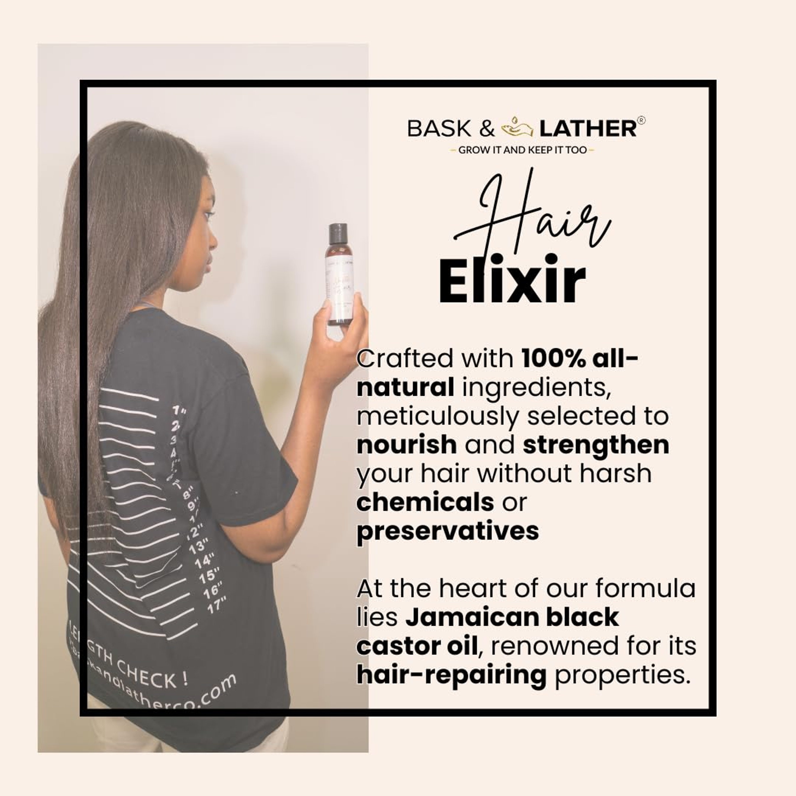 Bask & Lather Elixir Hair Strengthening Oil 4 fl.oz - with Jamaican Black Castor Oil for Hair Growth & Shine 2