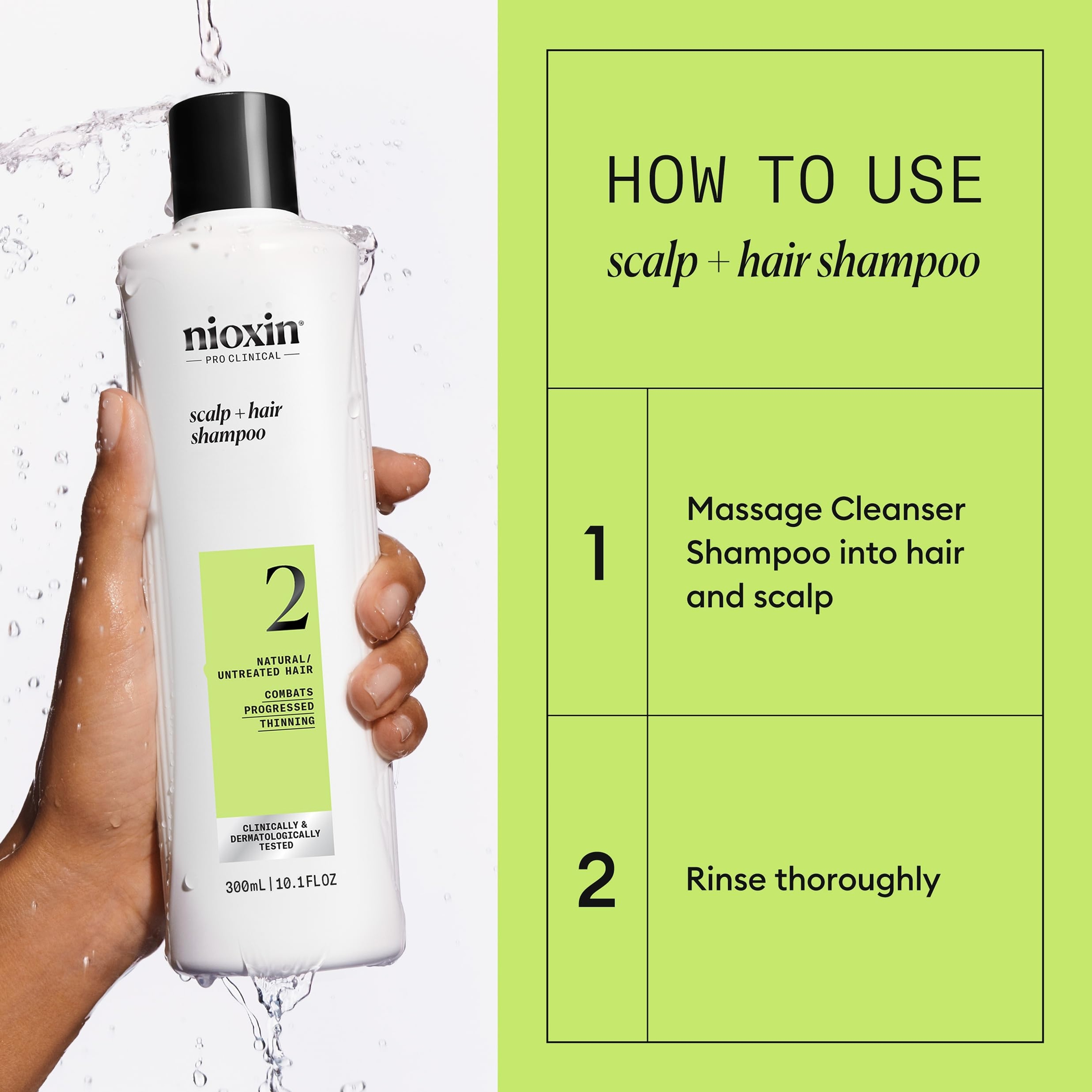 Nioxin System 2 Shampoo 10.1 fl.oz - Cleanse & Boost Density for Natural Hair with Progressed Thinning 6