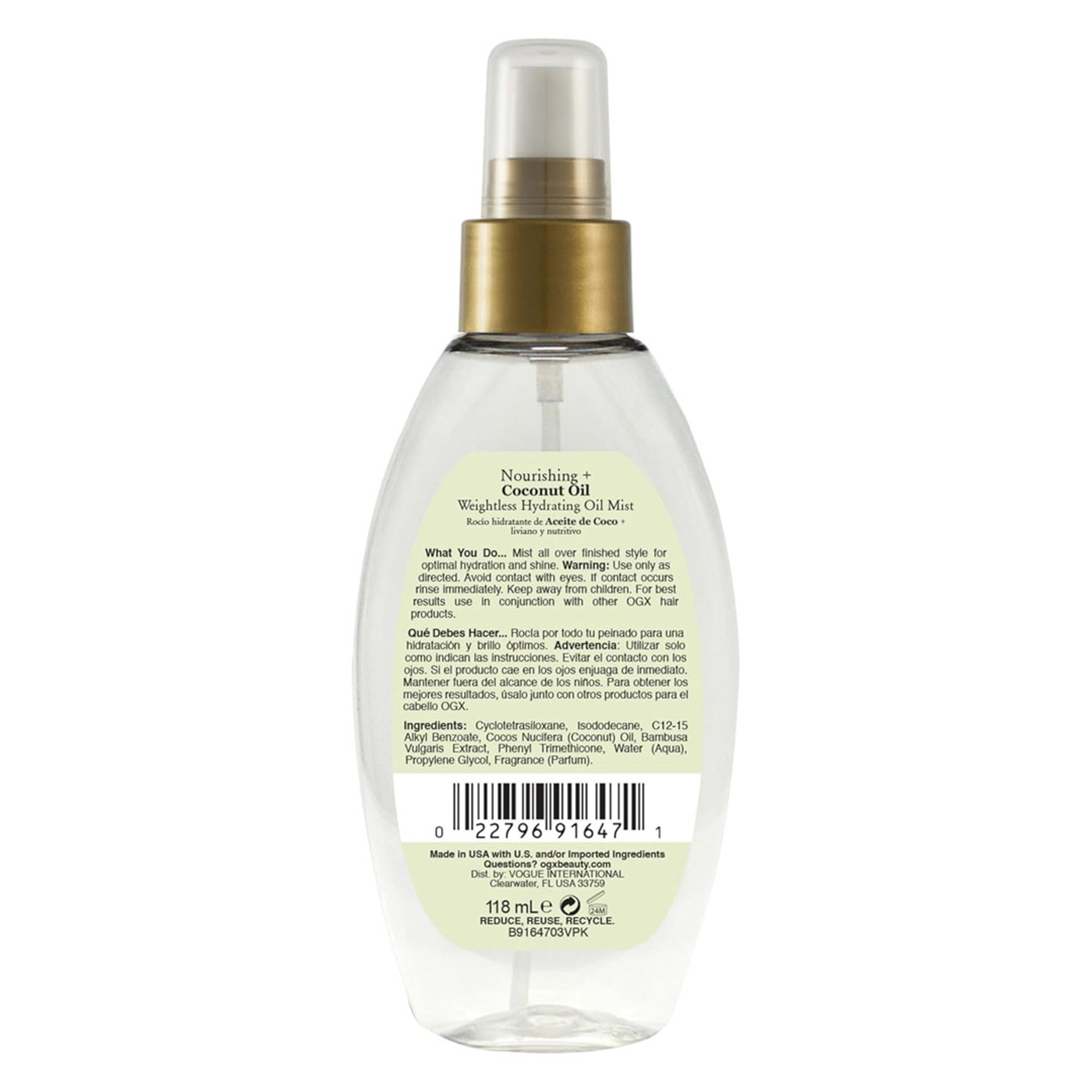 OGX Coconut Oil Weightless Hydrating Oil Hair Mist 4 fl.oz - Lightweight Leave-In Hair Treatment Tames Frizz & Hydrates Hair 7