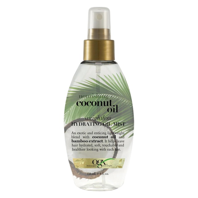 OGX Coconut Oil Weightless Hydrating Oil Hair Mist 4 fl.oz - Lightweight Leave-In Hair Treatment Tames Frizz & Hydrates Hair