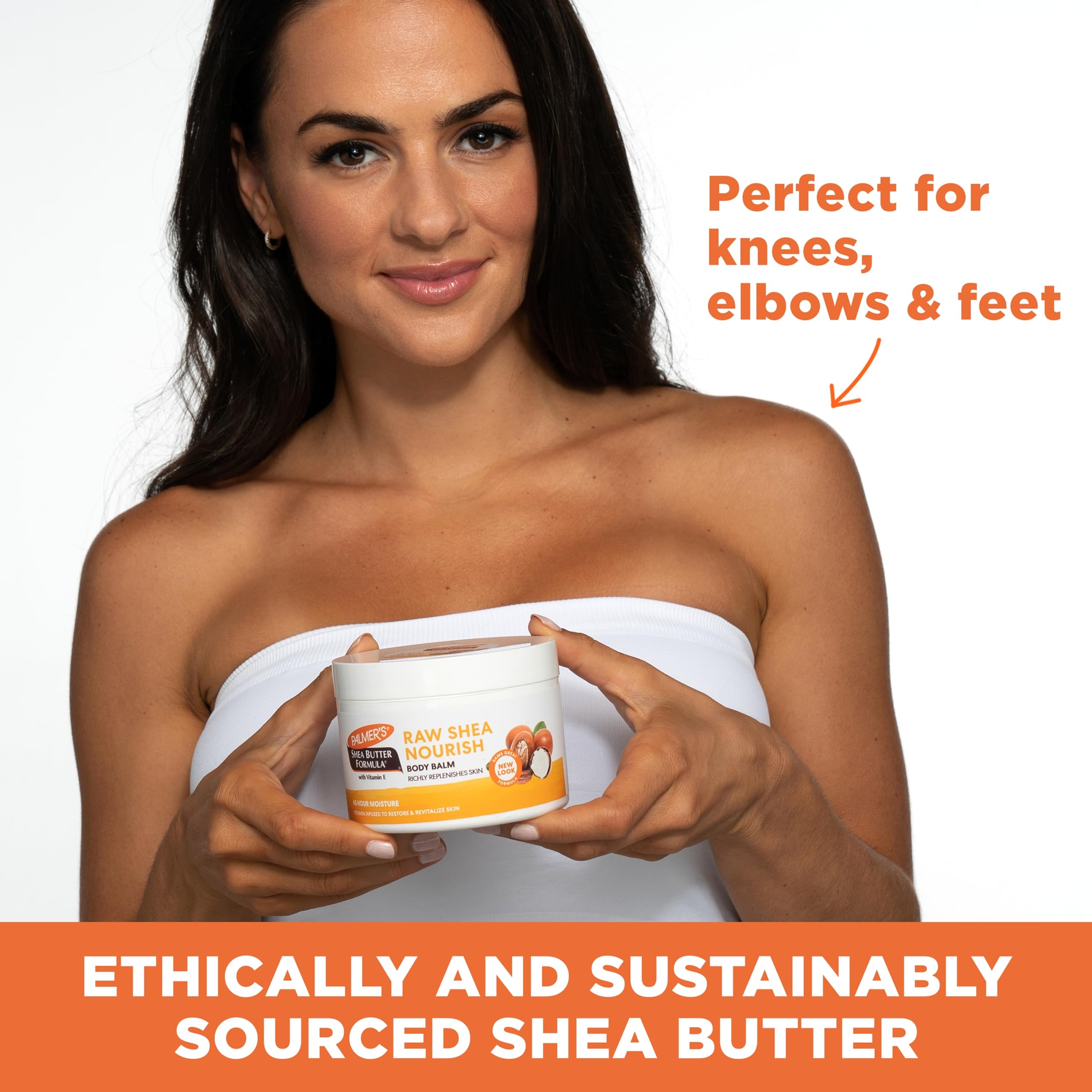 Palmer's Raw Shea Nourish Body Balm 7.25 oz - 48H Moisture, Soothing & Nourishing Body Moisturizer for Rough Skin 7