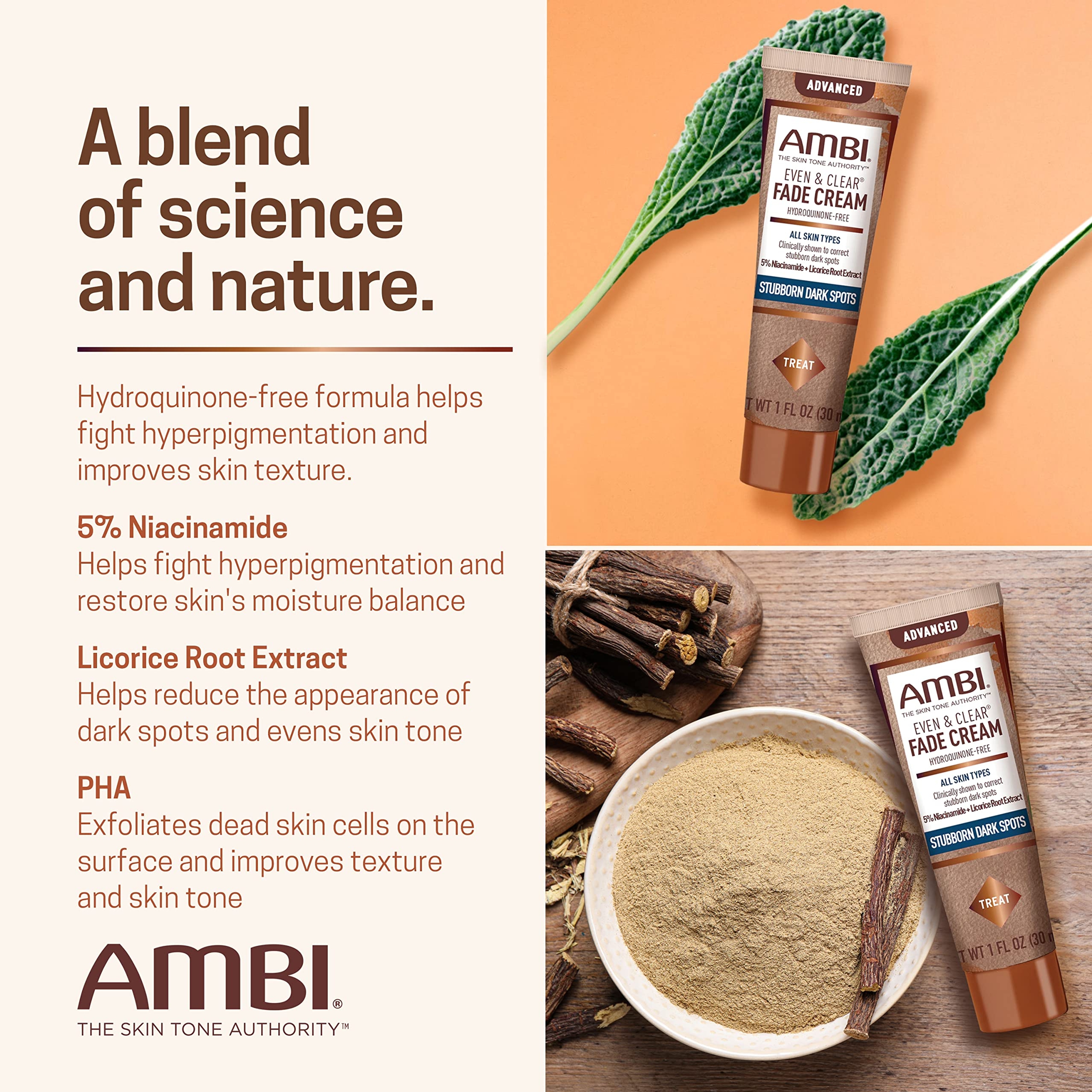 Ambi Even & Clear Advanced Fade Cream 1 fl.oz - Hydroquinone-Free, Stubborn Dark Spot Corrector 5