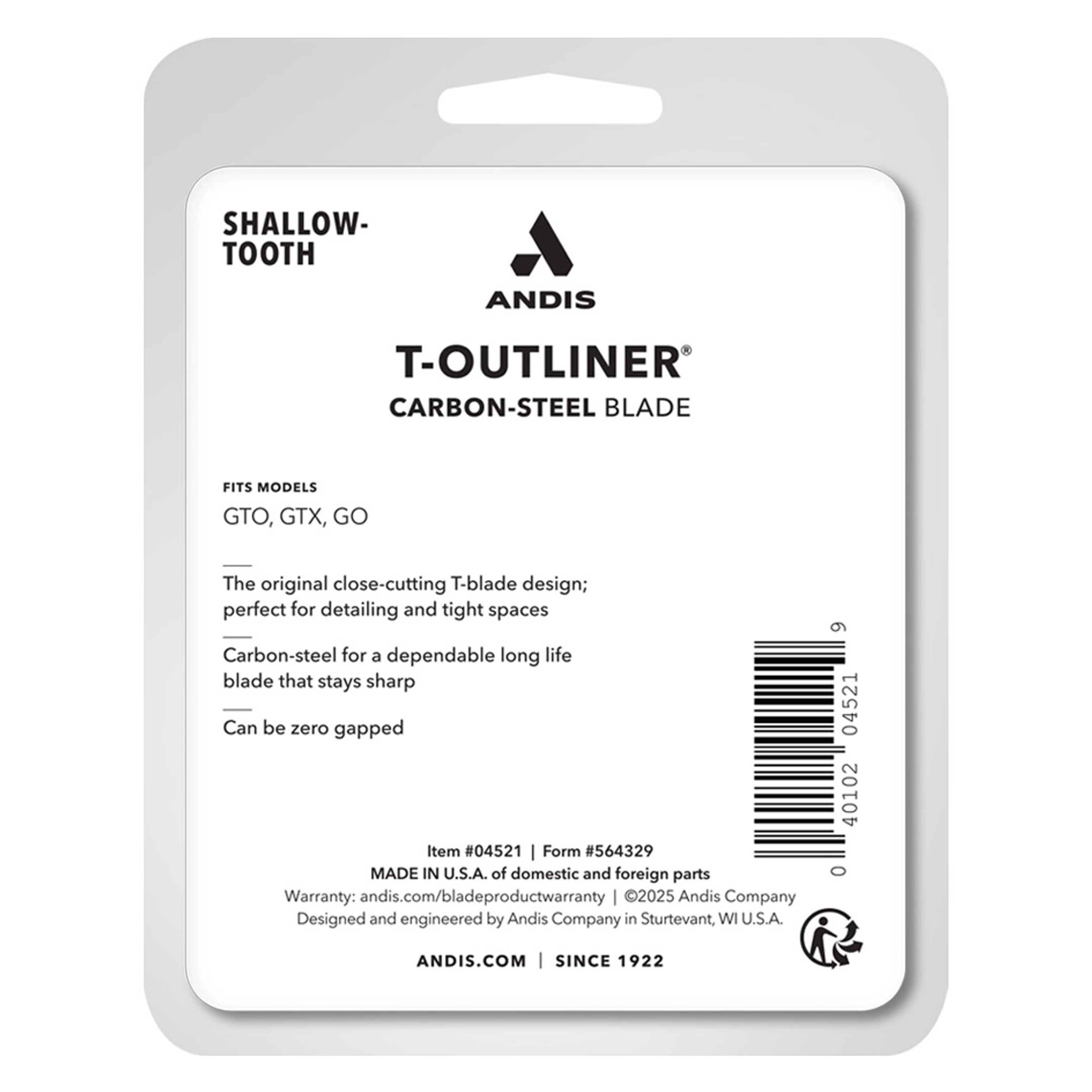 Andis T-Outliner Replacement Blade Carbon Steel 1 Count - Wear-Resistant Ceramic Bladefor Outlining, Dry Shaving & Fading 4