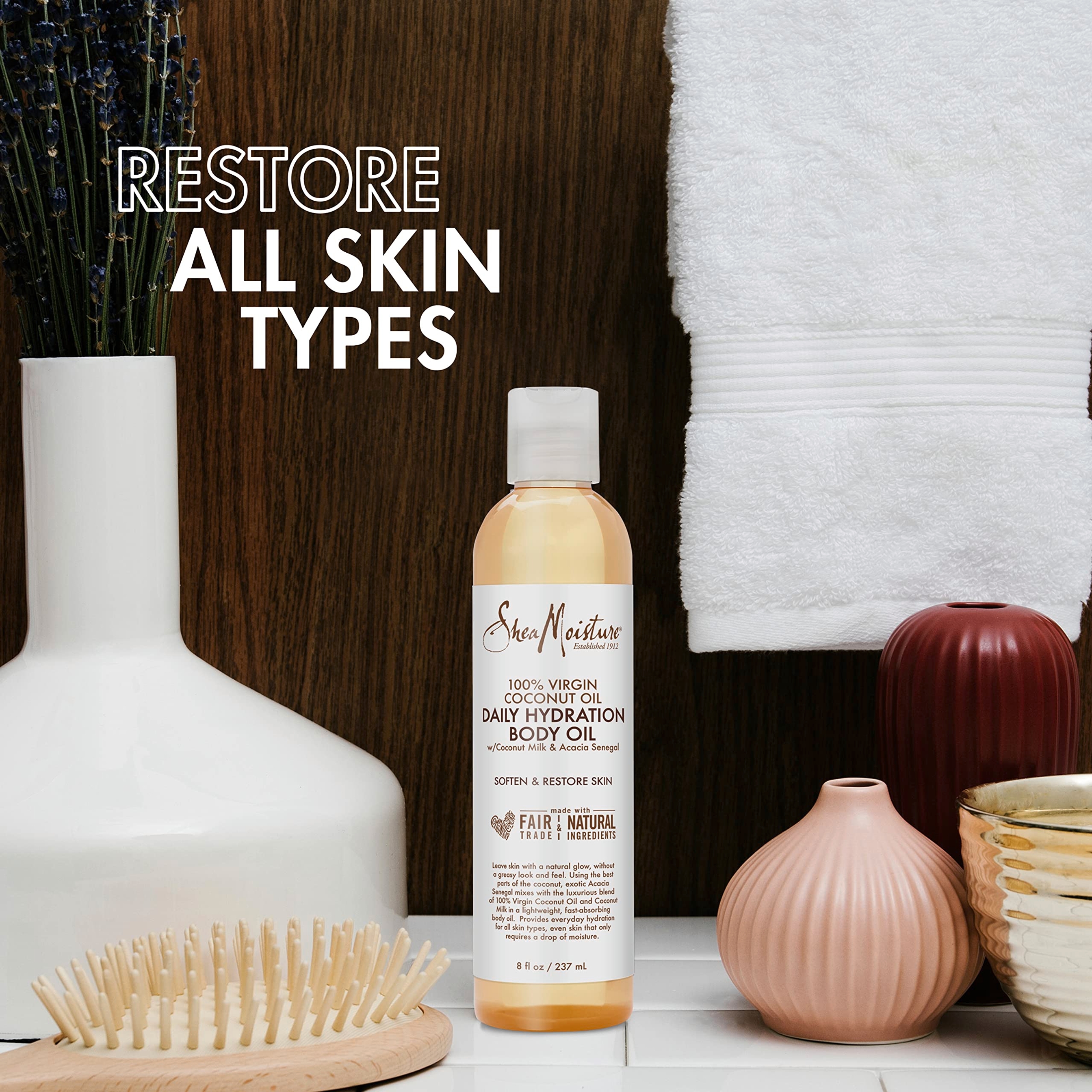 SheaMoisture Daily Hydration Body Oil 8 fl.oz - Moisturizing & Nourishing Oil for Dry Skin with Virgin Coconut Oil 2