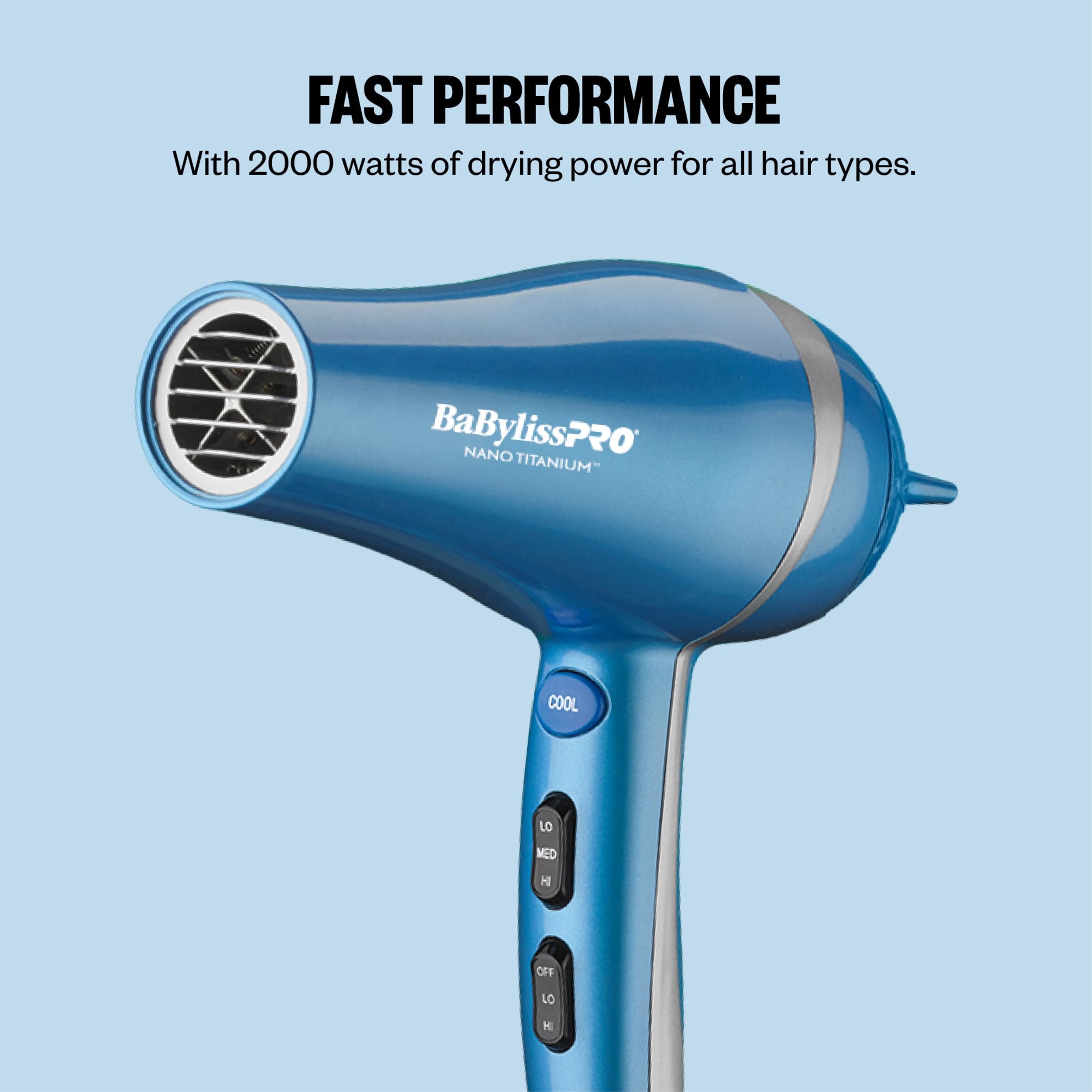 BaBylissPRO Nano Titanium Dryer 1 Count -  2000 Watt Blow Dryer with Concentrator Nozzle 4