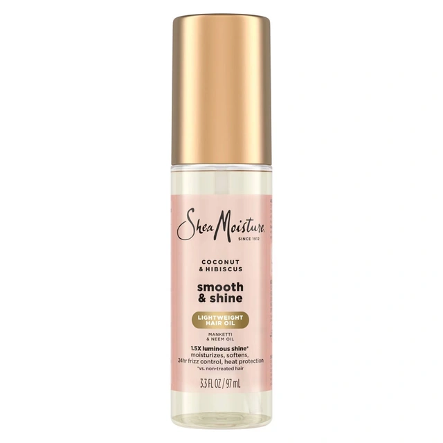 SheaMoisture Coconut & Hibiscus Smooth & Shine Hair Oil 3.3 fl.oz - Lightweight, Softens & Hydrates Hair