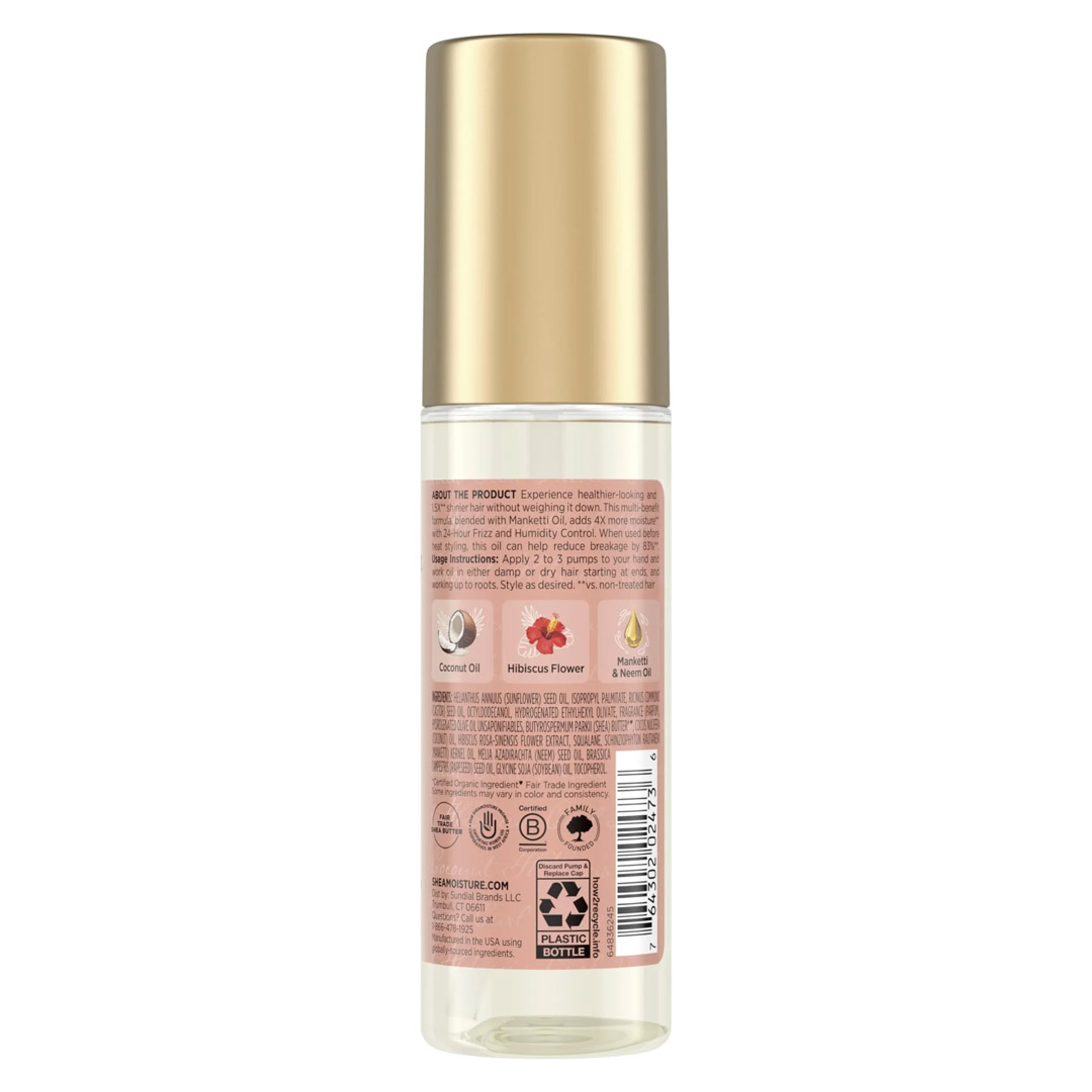 SheaMoisture Coconut & Hibiscus Smooth & Shine Hair Oil 3.3 fl.oz - Lightweight, Softens & Hydrates Hair 6