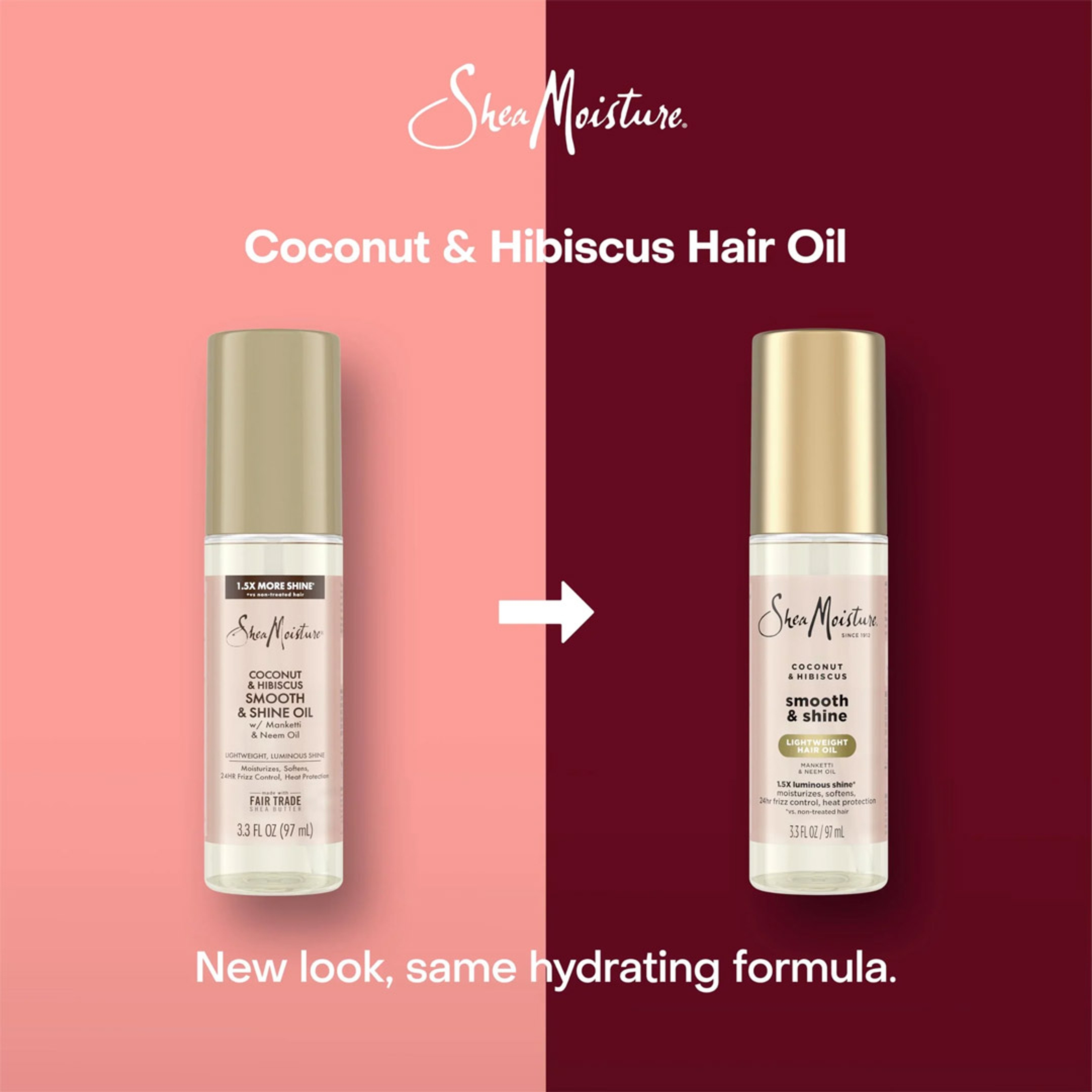 SheaMoisture Coconut & Hibiscus Smooth & Shine Hair Oil 3.3 fl.oz - Lightweight, Softens & Hydrates Hair 2