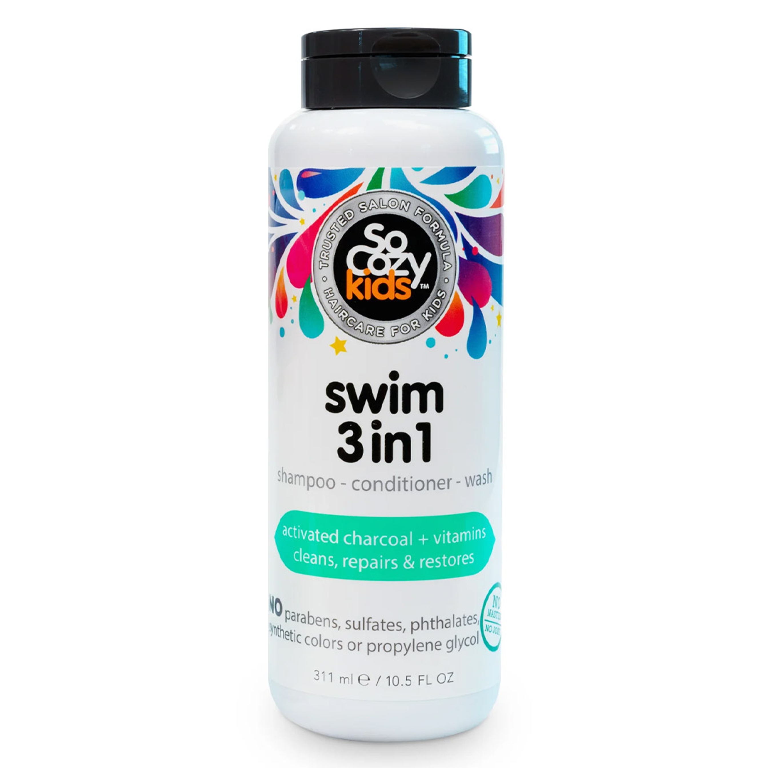 SoCozy Swim 3-in-1 Shampoo, Conditioner & Body Wash 10.5 fl.oz - Gentle Combo Hair & Body Cleanser for Swimmers 1