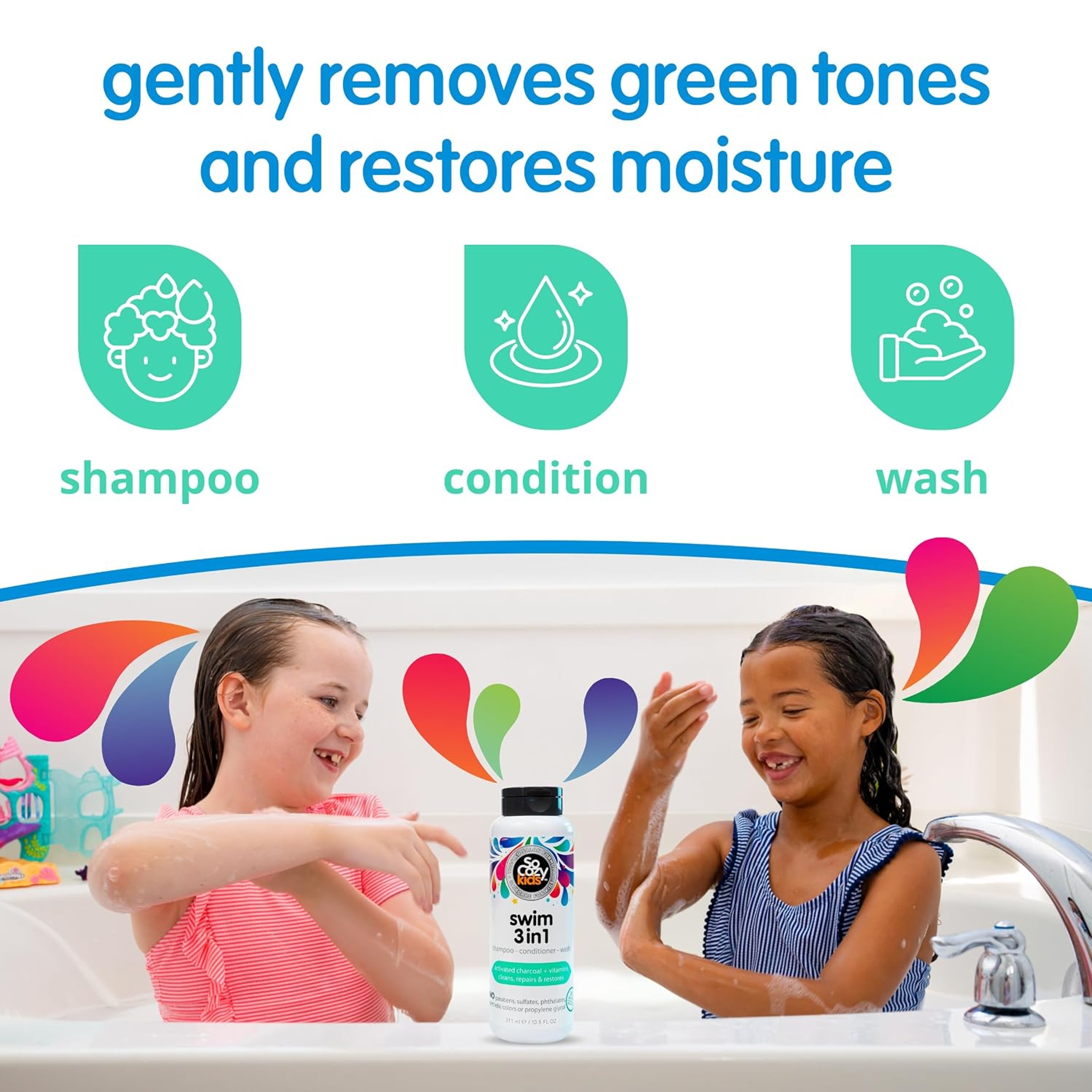 SoCozy Swim 3-in-1 Shampoo, Conditioner & Body Wash 10.5 fl.oz - Gentle Combo Hair & Body Cleanser for Swimmers 4