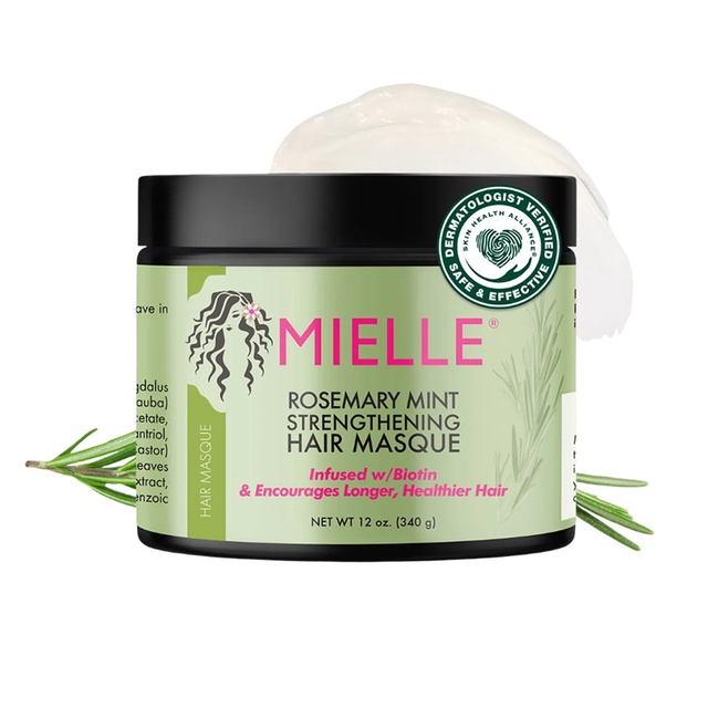 Mielle Rosemary Mint Strengthening Hair Masque 12 oz - Deep Moisture Treatment with Biotin, Encourages Longer, Healthier Hair