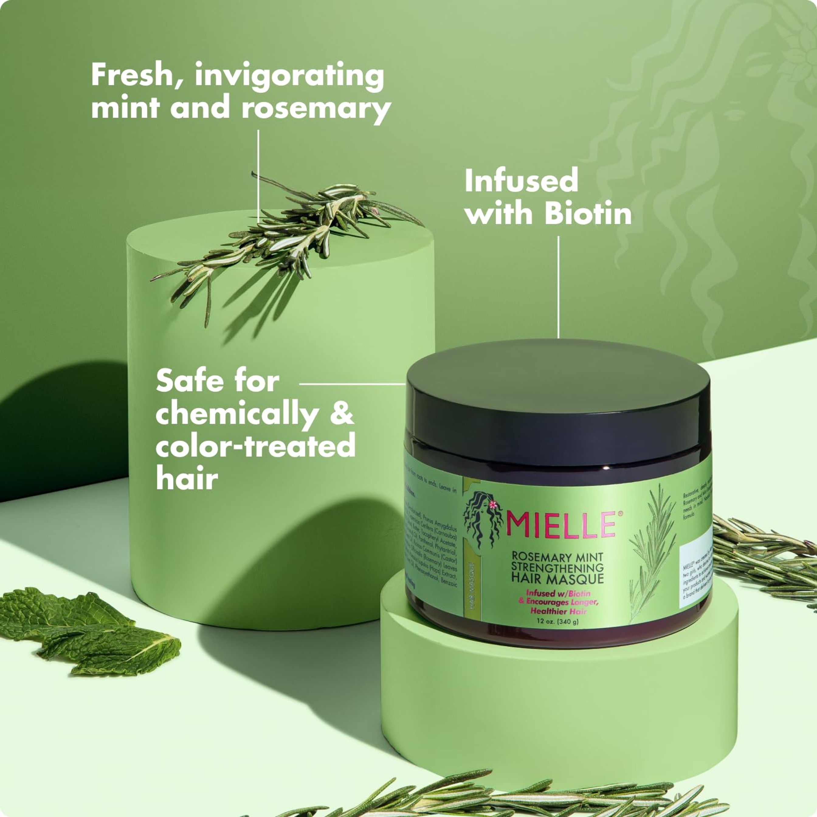 Mielle Rosemary Mint Strengthening Hair Masque 12 oz - Deep Moisture Treatment with Biotin, Encourages Longer, Healthier Hair 3