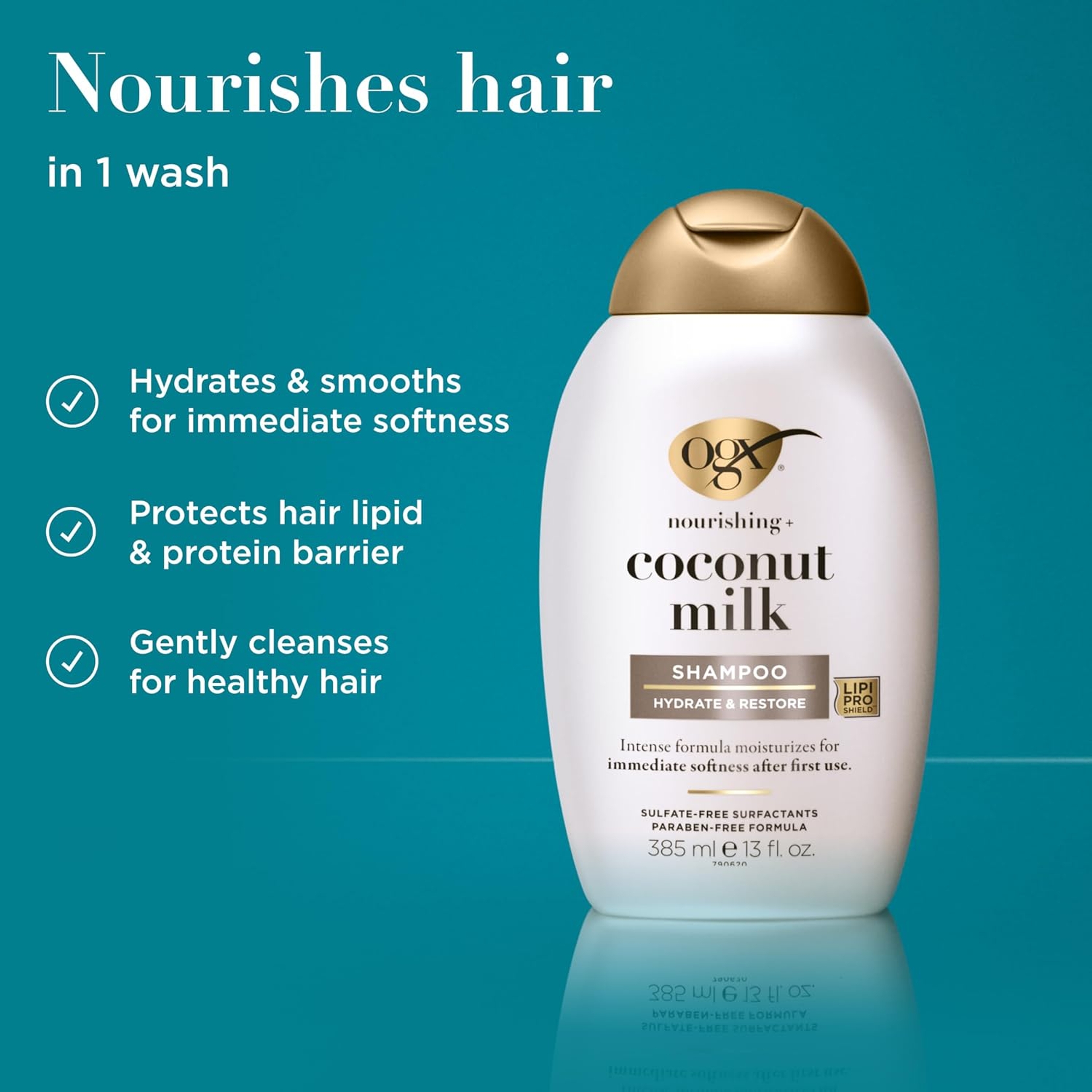 OGX Coconut Milk Shampoo 13 fl.oz - Hydrating & Restoring, Moisturizes for Soft Hair After First Use 2