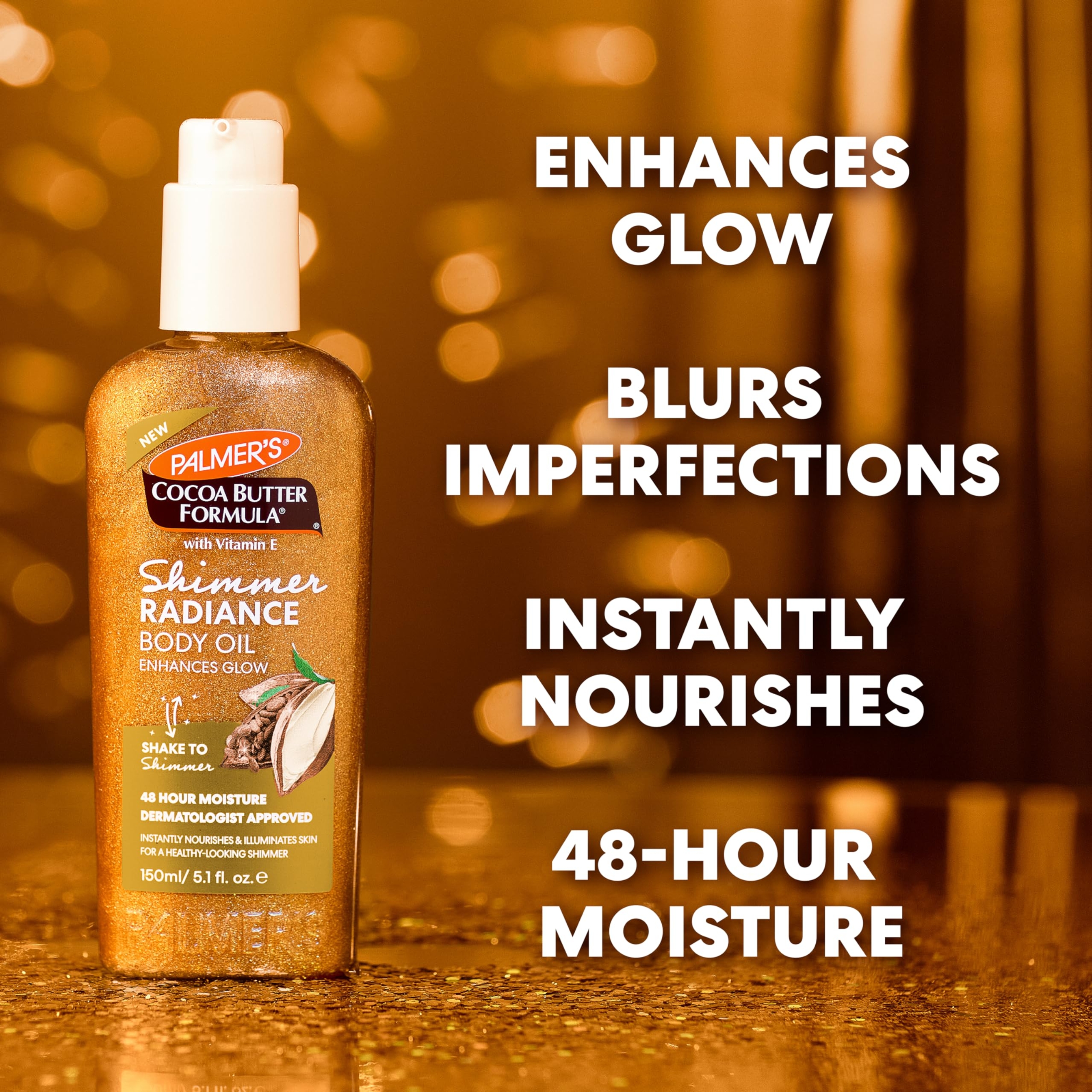 Palmer's Shimmer Radiance Body Oil 5.1 fl.oz - Hydrating Radiance Oil for Glowing Skin, Enhances Dark Tones & Tans 4