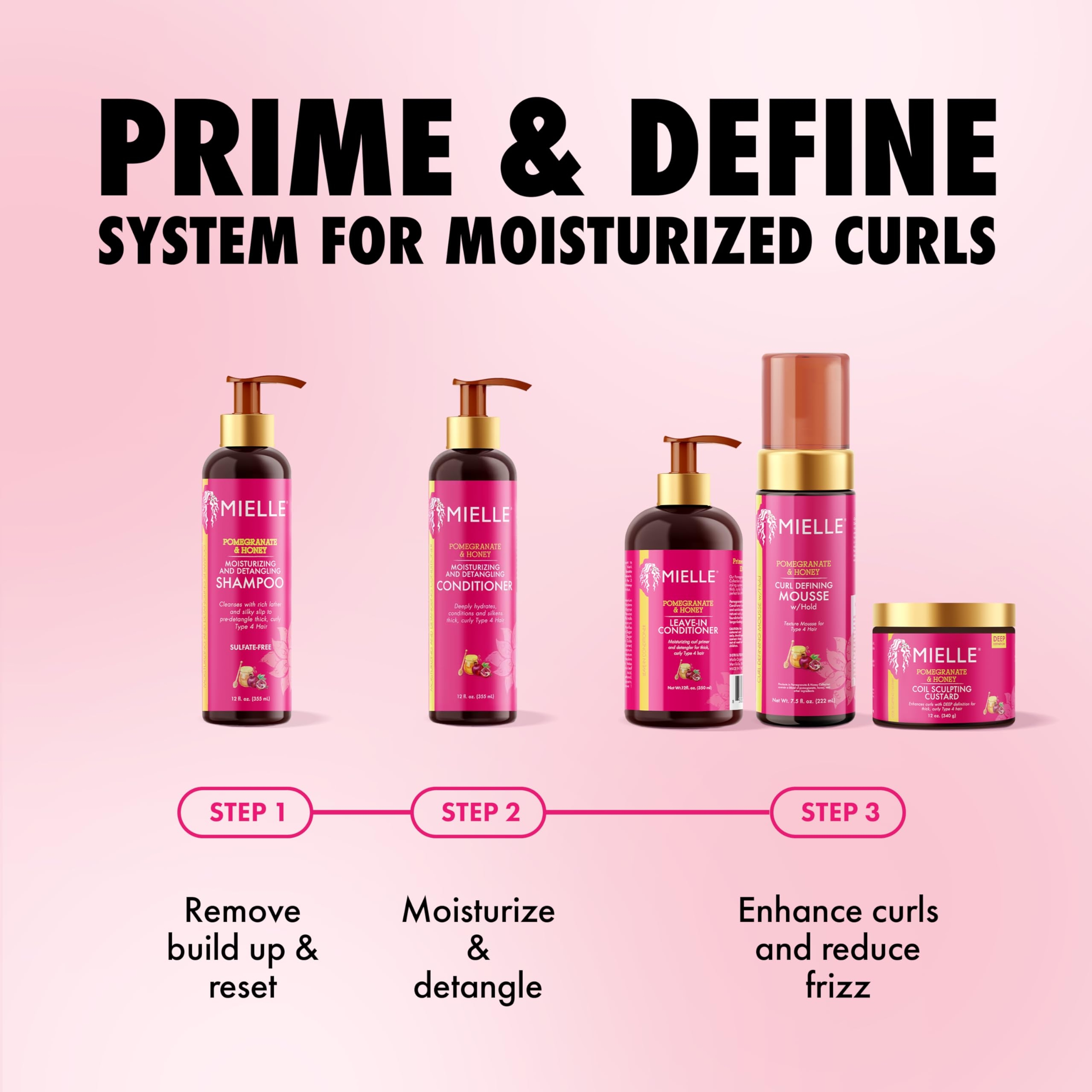 Mielle Pomegranate & Honey Coil Sculpting Custard 12 oz - Formulated For Thick, Curly, Type 4 Hair 2