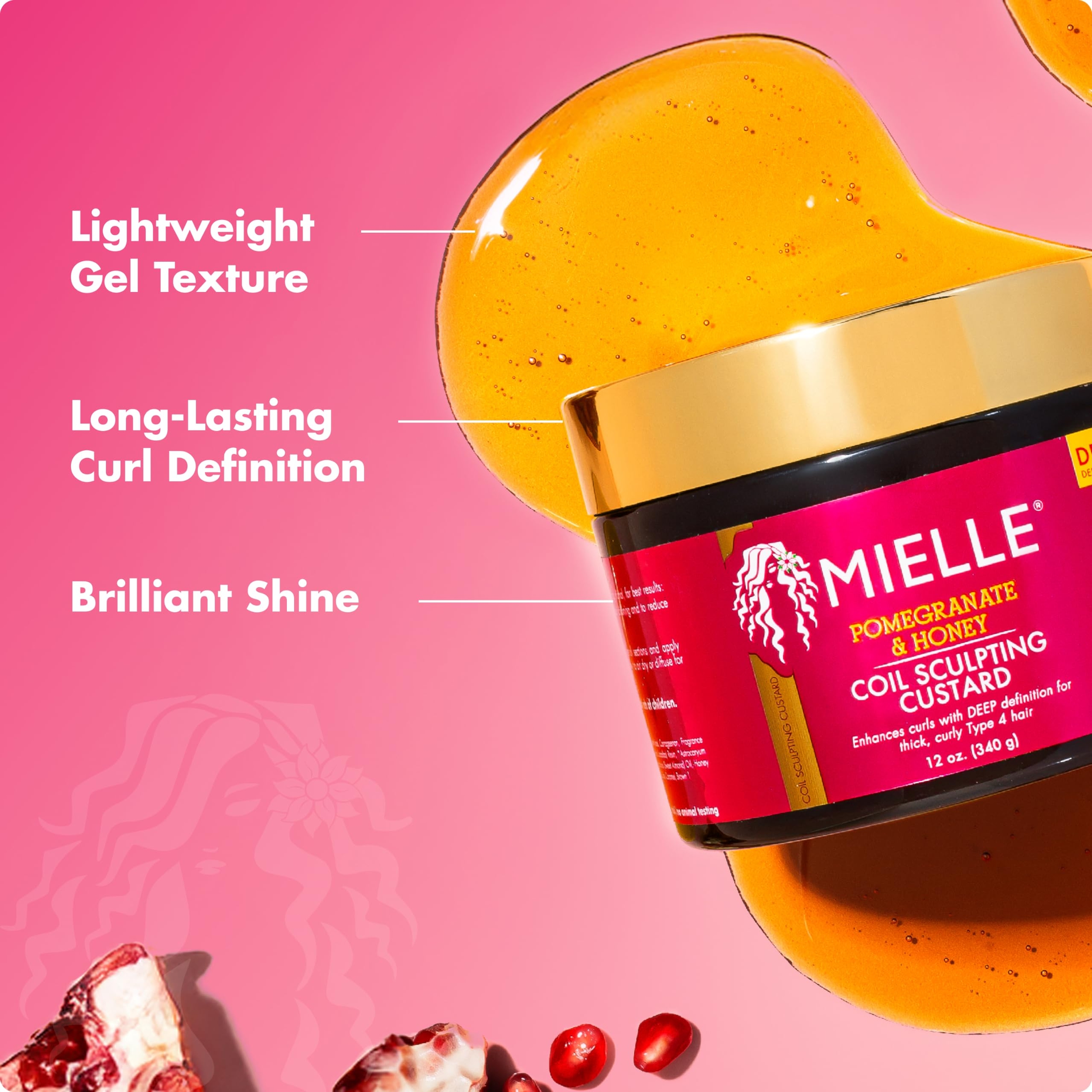 Mielle Pomegranate & Honey Coil Sculpting Custard 12 oz - Formulated For Thick, Curly, Type 4 Hair 4