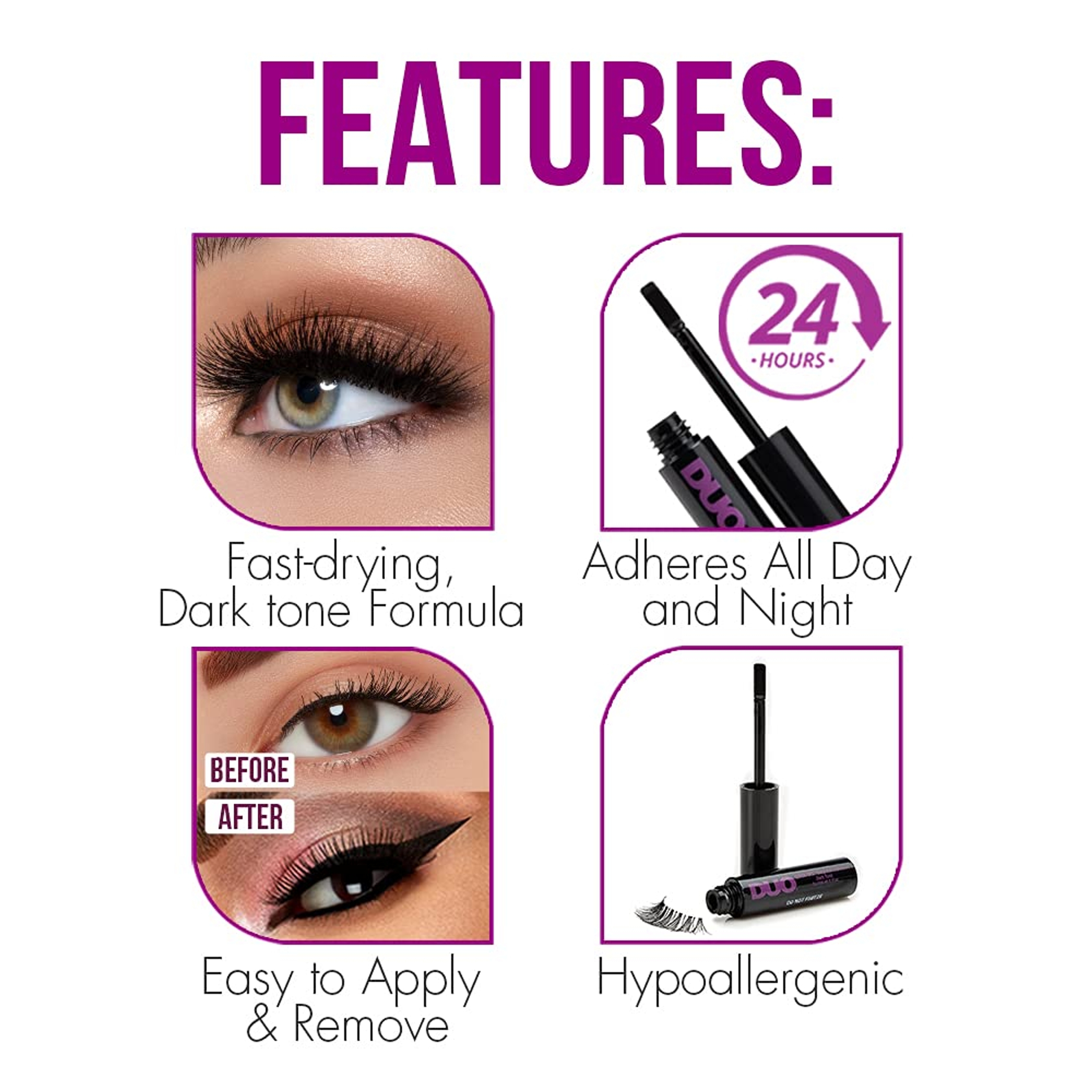 Ardell DUO Quick-Set Striplash Adhesive, Dark Tone, 0.18 oz - Fast-Drying Waterproof Eyelash Glue with Long-Lasting Hold 4